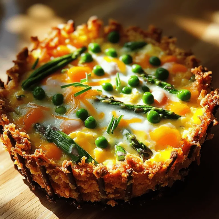 - 2 cups frozen hash browns, fully thawed - 1/4 cup unsalted butter, melted - 1/2 teaspoon sea salt - 1/4 teaspoon freshly ground black pepper - 6 large eggs - 1 cup whole milk - 1 cup fresh spring vegetables, finely chopped (choose from asparagus, peas, bell peppers, or a mix) - 1 cup sharp cheddar cheese, shredded - 1/4 teaspoon garlic powder