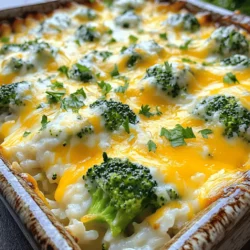 - 2 cups cooked rice (white or brown) - 2 cups fresh broccoli florets - 1 cup shredded sharp cheddar cheese - 1 cup shredded mozzarella cheese - 1 cup milk - 1 small onion, finely chopped - 2 cloves garlic, minced - 1/2 cup sour cream - 1 teaspoon Dijon mustard - 1 teaspoon salt - 1/2 teaspoon black pepper - 1/2 teaspoon paprika - 1/4 teaspoon cayenne pepper (optional) - 1/2 cup breadcrumbs - 2 tablespoons olive oil To make my cheesy broccoli rice casserole, I focus on fresh and simple ingredients. The key is to have a mix of creamy and cheesy flavors. The rice acts as a base, while the broccoli adds color and nutrition. I love using fresh broccoli florets because they stay crisp and bright. The cheeses I use are sharp cheddar and mozzarella. They melt perfectly and give the dish that gooey texture we all crave. The milk and sour cream make the casserole creamy. The Dijon mustard adds a slight tang that brightens the whole dish. For seasoning, I use salt, black pepper, paprika, and a touch of cayenne. Cayenne adds a little kick but is optional. Finally, breadcrumbs on top add crunch and contrast to the creamy filling. - Large pot for blanching broccoli - Mixing bowl - Casserole dish (9x13 inch) - Small bowl for breadcrumb topping Having the right tools makes the cooking process smooth. A large pot is great for blanching the broccoli. This keeps it vibrant and tender. A mixing bowl helps combine all the ingredients without a mess. I recommend using a 9x13 inch casserole dish. It gives enough space for everything to cook evenly. A small bowl is handy for mixing the breadcrumbs with olive oil before topping the casserole. For more details and techniques, check out the [Full Recipe]. - Set your oven to 350°F (175°C). This step is crucial for even cooking. - Boil water with a pinch of salt. Add the fresh broccoli florets and blanch for 2-3 minutes. This keeps them bright and crisp. Drain the broccoli and set it aside. - Heat 2 tablespoons of olive oil in a pot over medium heat. Add the finely chopped onion and minced garlic. Sauté until the onion is translucent, about 5 minutes. This step adds great flavor to your dish. - In a large mixing bowl, combine the cooked rice, blanched broccoli, sautéed onion and garlic, cheddar cheese, mozzarella cheese, milk, sour cream, Dijon mustard, salt, black pepper, paprika, and cayenne pepper if you like it spicy. Stir well until all ingredients are mixed evenly. - Grease a 9x13 inch casserole dish with cooking spray or a little olive oil. Pour the rice and broccoli mixture into the dish. Spread it out evenly for even baking. - Place the dish in the preheated oven. Bake for 25-30 minutes until the top is golden brown and the edges are bubbling. This gives you a crispy top and creamy inside. You can find the full recipe with more details in the earlier section. Enjoy the process of making this comforting dish! To make the best Cheesy Broccoli Rice Casserole, focus on a few key steps: - Ensure broccoli is crisp after blanching for texture. This keeps it bright green and crunchy. - Use freshly shredded cheese for better melt quality. Pre-shredded cheese often has anti-caking agents that affect melting. Presentation makes a big difference. After baking, garnish your casserole with chopped parsley or chives. This adds color and freshness to your dish. Serve your casserole hot. It pairs well with a fresh green salad or crusty bread. These sides balance the rich flavors and add texture. {{image_4}} You can boost your casserole with extra protein. Consider adding cooked chicken, ham, or tofu. These ingredients mix well with the rice and cheese. They also add flavor and texture. If you use chicken, make sure it’s shredded. For ham, diced pieces work best. Tofu should be firm and cubed for the right bite. This way, you make the dish heartier and more satisfying. If you want a vegetarian version, you can swap heavy cream. Use a plant-based milk alternative instead. Almond milk or oat milk works great. This keeps the dish creamy without the dairy. You can also add nutritional yeast for a cheesy flavor. It’s a simple change that still gives you rich taste. Cheese is key in this casserole. You can try different cheese blends to change the flavor. Pepper jack adds a kick, while gouda gives a smoky taste. Mixing cheeses can make your casserole unique and fun. I love using a mix of cheddar and mozzarella for the best melt. Feel free to experiment with your favorites. Each cheese choice will give your dish a new twist. For the full recipe, check the section above! Store leftovers in an airtight container in the refrigerator for up to 3 days. This keeps the casserole fresh and ready for a quick meal. Make sure to let it cool before sealing it up. This helps prevent moisture from building up inside, which can make your dish soggy. You can freeze the casserole in portions for easy reheating later. Just wrap each portion tightly in plastic wrap or foil. Place them in a freezer-safe bag, and consume within 2 months. This way, you’ll always have a delicious meal on hand for busy nights. To reheat, place the casserole in the oven at 350°F until heated through. This usually takes about 20-25 minutes. To keep it moist, add a splash of milk before covering it with foil. This will help the cheese melt nicely and keep the rice from drying out. Enjoy your warm and cheesy broccoli rice casserole again! Yes, you can prepare and assemble it a day before baking. Just cover the dish with plastic wrap and store it in the fridge. This way, you save time on busy days. When you are ready, just pop it in the oven. It comes out just as tasty! You can use quinoa or cauliflower rice for a low-carb option. Quinoa adds a nutty flavor and nice texture. Cauliflower rice is light and healthy. Both alternatives work well in this dish. To make it gluten-free, use gluten-free breadcrumbs. Check all other ingredients for gluten. Many brands offer gluten-free options for cheese and milk. This way, everyone can enjoy the dish! Absolutely! It stores well and reheats nicely, making it perfect for meal prep. You can divide leftovers into containers. They are easy to grab for lunch or dinner during the week. Enjoy tasty meals without the fuss! This blog post covered how to make a creamy Cheesy Broccoli Rice Casserole. You learned about the key ingredients, cooking steps, and tips for the best flavor and texture. I shared fun variations like adding proteins or different cheese types. Make it your own! This dish keeps well, too, perfect for meal prep. Enjoy serving it at dinner or a gathering. You’ll impress everyone with this simple and tasty recipe!