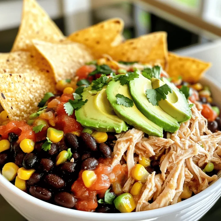 - 1.5 lbs boneless, skinless chicken breasts - 1 (15 oz) can black beans, rinsed and drained - 1 (15 oz) can corn, drained - 1 (14.5 oz) can diced tomatoes with green chilies - 1 medium onion, chopped - 2 cloves garlic, minced - 2 teaspoons ground cumin - 1 teaspoon chili powder - 1 teaspoon smoked paprika - ½ teaspoon salt - ½ teaspoon black pepper - Juice of 2 limes - Fresh cilantro, chopped (for garnish) - Avocado slices (optional, for serving) - Tortilla chips (optional, for serving)