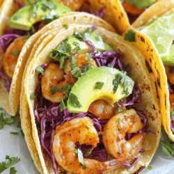 To make Spicy Garlic Shrimp Tacos, you will need fresh, simple ingredients. Here’s what you’ll need: - 1 lb large shrimp, peeled and deveined - 3 tablespoons olive oil - 4 cloves garlic, minced - 1 teaspoon chili powder - 1/2 teaspoon smoked paprika - 1/2 teaspoon cayenne pepper - Salt and pepper, to taste - Juice of 2 limes - 8 small corn tortillas - 1 cup red cabbage, finely shredded - 1 avocado, sliced - 1/4 cup fresh cilantro, chopped - Optional: 1/2 cup sour cream or Greek yogurt for garnish These ingredients create a balance of flavors. The shrimp brings a sweet taste, while garlic adds a punch. Chili powder and cayenne pepper give the dish its heat. Each ingredient plays a role in making these tacos delicious. When you choose your shrimp, look for large, fresh ones. They should smell like the sea, not fishy. Fresh lime juice adds brightness to the dish and cuts through the richness of the shrimp and avocado. You can adjust the cayenne pepper if you want more or less heat. For the tortillas, I prefer corn ones. They add a nice texture and flavor. You can also use flour tortillas if that’s what you have. And don’t forget the toppings! Red cabbage adds crunch, while avocado gives creaminess. Cilantro adds freshness and color. For more detailed instructions, check the Full Recipe. Enjoy cooking! First, gather your shrimp. In a mixing bowl, combine the shrimp with olive oil, minced garlic, chili powder, smoked paprika, cayenne pepper, salt, and pepper. Squeeze the juice of one lime over the shrimp. This mix will add great flavor. Stir well to coat all the shrimp. Let it marinate for about 15 minutes. This step is key to bringing out the taste. Next, heat a large skillet over medium-high heat. Once it’s hot, add the marinated shrimp in a single layer. Cook the shrimp for 2-3 minutes on each side. They should turn opaque and curl up. This shows they are fully cooked. Once done, remove the skillet from heat. Your kitchen will smell amazing! While the shrimp cooks, it’s time to warm your tortillas. Take a separate dry skillet and place it over medium heat. Put the corn tortillas in the skillet. Heat them for about 30 seconds on each side. This makes them soft and slightly toasted, which is perfect for holding your tasty fillings. Now comes the fun part! Take each warm tortilla and place a few pieces of cooked shrimp in the center. Next, add a generous amount of finely shredded red cabbage. Then, add slices of creamy avocado. Finish with a sprinkle of freshly chopped cilantro. This adds flavor and brightens up the dish. For the last step, squeeze the juice of the remaining lime over the tacos. This gives them a refreshing zing. If you like, add a dollop of sour cream or Greek yogurt on top. It adds creaminess and balances the spice. Enjoy your Spicy Garlic Shrimp Tacos, and don't forget to check the Full Recipe for more details! To ensure shrimp is perfectly cooked, watch the color and texture. Cook shrimp until they turn pink and opaque. This usually takes 2-3 minutes on each side. Avoid overcooking, as shrimp will become rubbery and tough. Marinating shrimp is key for flavor. Combine shrimp with olive oil, garlic, and spices. Letting it sit for at least 15 minutes builds rich taste. The lime juice adds brightness and tenderizes the shrimp. For side dishes, consider serving rice or black beans. They pair well with the shrimp. You can also add fresh salsa or guacamole on the side. These options bring extra flavor and texture. For drinks, try a cold beer or a refreshing limeade. A light white wine also complements the shrimp well. These choices balance the spice and enhance your meal experience. When serving tacos, a vibrant platter makes a big impact. Arrange the tacos neatly and add lime wedges for color. Fresh cilantro sprigs add a nice touch too. For garnishing, consider adding sliced radishes or jalapeños. These not only look great but also offer a crunchy bite. A sprinkle of feta or crumbled queso can add creaminess and flavor. For the full recipe, check the detailed steps and ingredients list. Enjoy making your Spicy Garlic Shrimp Tacos! {{image_4}} You can switch shrimp with chicken, tofu, or fish for different flavors. If you use chicken, cut it into small pieces. Cook it for about 5-6 minutes until it turns golden and is fully cooked. For tofu, press it to remove extra water. Cube it and cook for about 4-5 minutes. Fish cooks quickly, so aim for 3-4 minutes until it flakes easily with a fork. Each protein brings a unique taste to the tacos. Want milder tacos? Cut the cayenne pepper in half or leave it out. You can also add a dash of honey or sugar to balance the heat. If you crave more spice, increase the cayenne or add sliced jalapeños. You might even sprinkle some hot sauce on top for an extra kick. Adjusting the spice lets you make the recipe perfect for your taste. Get creative with toppings! Try adding cheese like crumbled feta or shredded cheddar for a rich flavor. Black beans or pinto beans can add more protein and texture. Fresh salsa or pico de gallo gives a fresh crunch. Don’t forget about pickled onions or radishes for tang and color. Each topping can make your spicy garlic shrimp tacos even better. For the full recipe, check out the main section. To keep your Spicy Garlic Shrimp Tacos fresh, store them properly. First, let the tacos cool to room temperature. Then, wrap them tightly in plastic wrap or foil. You can also use an airtight container. Place them in the fridge. They will stay good for about 2-3 days. If you want to keep them longer, freeze the shrimp filling separately. Use freezer bags for easy storage. This way, your tacos will taste great when you're ready to eat them again. When it’s time to enjoy your leftover tacos, reheat them carefully. To keep the shrimp juicy, use a skillet over medium heat. Add a splash of water to the pan. Cover it with a lid for a few minutes. This method helps the shrimp warm without drying out. For the tortillas, warm them in a dry skillet for about 30 seconds. You can also microwave them for about 15 seconds, but they may get chewy. The shelf life of your tacos depends on how you store them. In the fridge, they stay fresh for 2-3 days. If you freeze the shrimp filling, it can last up to 3 months. Just remember to label your bags. This way, you will know what’s inside. Once you reheat them, enjoy them right away for the best taste. You can marinate the shrimp ahead of time. Mix shrimp with olive oil, garlic, and spices. Store it in the fridge for up to 2 hours. Cook the shrimp just before serving. Warm the tortillas and assemble them when ready. This keeps everything fresh and tasty. Yes, frozen shrimp works great! Thaw the shrimp in the fridge overnight or place them in cold water for 20 minutes. Pat them dry before marinating. This helps the flavors stick and gives you a better taste. Serve these tacos with a crisp salad or rice. You can also add black beans or corn on the side. Fresh salsa or guacamole pairs nicely too. These add colors and flavors to your meal. Each serving has about 300 calories. It contains 25 grams of protein and 15 grams of fat. You’ll also get around 30 grams of carbs per serving. This makes for a balanced and satisfying meal. Absolutely! Use corn tortillas instead of flour. You can also find gluten-free options in stores. Just check labels to ensure they meet your needs. These tacos have roots in Mexico. Shrimp is a popular choice by the coast. They mix local ingredients with bold flavors, making them a tasty and fun dish to enjoy. You now have everything you need to make Spicy Garlic Shrimp Tacos. From marinating the shrimp to assembling the tacos, each step enhances the flavor. Remember to adjust the spice levels and toppings as you like. These tacos can please a crowd and fit many diets. Enjoy making this dish, and don’t forget to share it with friends. Cooking should be fun and enjoyable. Happy cooking!
