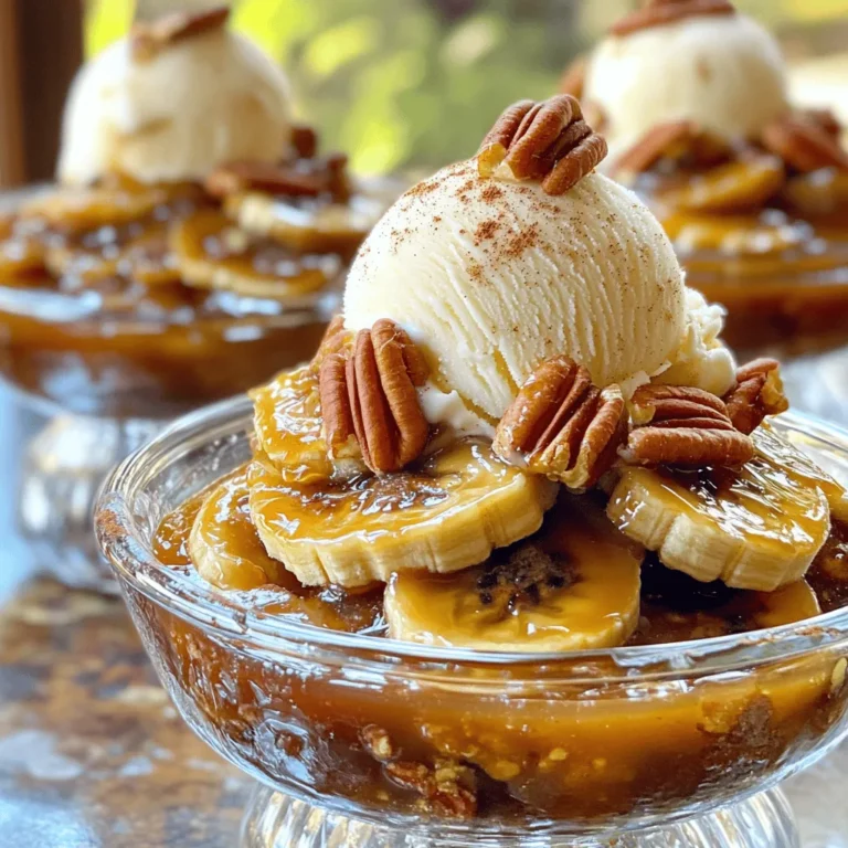 To make Southern Bananas Foster, you need a few key items. Here’s what to gather: - 4 ripe bananas, peeled and sliced lengthwise - 1/2 cup packed brown sugar - 1/4 cup unsalted butter - 1 teaspoon ground cinnamon - 1 teaspoon pure vanilla extract These ingredients create the sweet, warm sauce that makes this dessert shine. The ripe bananas bring a soft texture and rich flavor, while the brown sugar and butter form a delightful caramel. You can add a few optional items to enhance your dish. Try these: - 1/4 cup chopped pecans These pecans add a nice crunch and nutty taste. You can also consider a splash of rum if you want to bring in a classic twist. To serve your Southern Bananas Foster, scoop some creamy vanilla ice cream into bowls. Then, spoon the warm banana mixture over the ice cream. This gives a beautiful contrast of hot and cold. For a touch of elegance, drizzle a bit more caramel sauce on top. You can also sprinkle cinnamon or add whole pecans for a fancy finish. This makes your dessert not only tasty but also visually stunning. For the full recipe, check out [Full Recipe]. To make Southern Bananas Foster, start by gathering your ingredients. You need ripe bananas, brown sugar, unsalted butter, ground cinnamon, pure vanilla extract, and optional chopped pecans. 1. In a large skillet, melt the unsalted butter over medium heat. Watch it become bubbly and fragrant. 2. Gradually add in the packed brown sugar and ground cinnamon. Whisk this mix until smooth. You want the sugar to dissolve completely; this takes about 1-2 minutes. 3. Carefully place the lengthwise banana slices into the skillet. Make sure each slice gets coated in that sweet caramel. Cook them for about 2-3 minutes on each side. You want them to caramelize and soften. 4. Next, pour in the pure vanilla extract. Stir it into the sauce and let it simmer for one more minute. This boosts the flavor. 5. If you like, sprinkle in the chopped pecans. Stir them in and let the mix cook for another minute. This adds a nice crunch. When it's time to serve, scoop some creamy vanilla ice cream into clear dessert bowls. This lets you see the beautiful layers. Spoon the warm banana mixture over the ice cream. Let the caramel sauce drizzle down. For extra flair, drizzle more caramel on top. A light sprinkle of cinnamon and a few whole pecans make it look fancy. To get that perfect caramel, keep the heat at medium. Too high can burn the sugar. Stir gently but not too much. This helps the bananas get that nice golden color without breaking apart. If you want a thicker sauce, let it cook a bit longer before adding the bananas. Enjoy your Southern Bananas Foster as a sweet treat! For the complete recipe, check out the [Full Recipe]. When you slice bananas, cut them lengthwise. This way, they stay thicker and hold their shape. Use a sharp knife to avoid squishing them. Aim for about half an inch thick slices. This keeps them sturdy when cooking. Taste your sauce as you mix in the brown sugar. You can always add more sugar if it’s not sweet enough. If you prefer less sweetness, reduce the sugar by a spoonful. The caramel will still be rich and tasty, even with less sugar. One mistake is cooking the bananas too long. They can get mushy if overcooked. Watch them closely and flip them gently. Another mistake is not using ripe bananas. They should be spotted and soft for the best flavor. Lastly, don’t skip the vanilla extract; it adds a lovely depth to your sauce. For the complete recipe, check out the Full Recipe. Enjoy your Southern Bananas Foster! {{image_4}} You can add fun twists to Southern Bananas Foster. Try using different fruits, like peaches or pineapples. They bring a fresh taste. You can also swap brown sugar for maple syrup. This change gives a unique flavor. For a touch of spice, add a pinch of nutmeg. It pairs well with cinnamon and adds warmth. Seasons inspire great changes to this dish. In fall, add pumpkin spice to the mix. It gives a cozy taste perfect for cooler weather. In summer, use fresh berries with the bananas. They add vibrant colors and a burst of flavor. For winter, consider warming spices like ginger or cloves. They make the dish feel festive. If you have dietary needs, don't worry! You can make Bananas Foster work for you. Use dairy-free butter and ice cream for a vegan option. You can also replace brown sugar with coconut sugar for a lower glycemic index. If you're nut-free, skip the pecans or use seeds instead. These swaps keep the dish tasty and enjoyable for everyone. Check out the Full Recipe for more details on making this dessert! If you have leftover Southern Bananas Foster, store it in an airtight container. Place the warm banana mixture in the container first, then let it cool. After it cools, add it to the fridge. Use the leftovers within two days. This keeps the bananas tasty and fresh. To reheat, gently warm the banana mixture in a skillet over low heat. Stir it often to avoid burning. If it seems dry, add a bit of butter to bring back the creaminess. Heat until warm, then serve over fresh ice cream again. This way, you enjoy the same great taste. Freezing Bananas Foster can change the texture. If you want to freeze it, scoop the banana mixture into a freezer-safe container. Make sure to leave space for expansion. When ready to eat, thaw it in the fridge overnight. Reheat gently on the stove. Fresh ice cream will make it even better. Bananas Foster comes from New Orleans. Chef Paul Blangé created it in the 1950s. He made it for a special guest at his restaurant, Brennan's. The dessert quickly became a local favorite. It combines bananas, brown sugar, and rum, creating a rich, warm sauce. This dish reflects the vibrant flavors of Southern cuisine. Yes, you can make Bananas Foster without alcohol. Simply skip the rum in the recipe. Use extra vanilla extract instead for flavor. The dessert will still taste great. The caramel sauce remains sweet and delicious with just bananas and sugar. You can enjoy it without the alcohol. Southern Bananas Foster tastes great with many dishes. Here are a few ideas: - Vanilla ice cream: The creamy texture complements the warm bananas. - Pancakes: Serve the warm banana mixture on top for a special breakfast. - French toast: Add it for a fancy brunch twist. - Waffles: Top your waffles with this sweet sauce for added flavor. These pairings enhance the dessert experience, making each bite a delight. For the full recipe, check out the instructions above. In this post, we explored the ingredients, steps, and tips for making Southern Bananas Foster. You learned about essential and optional ingredients, along with presentation and cooking tips. I shared common mistakes to avoid and unique variations to try. Proper storage and reheating methods help keep your dish tasty. Bananas Foster offers rich flavors and fun pairings, making it a dessert worth mastering. Enjoy your time creating this classic dish, and don't hesitate to experiment for your perfect version!