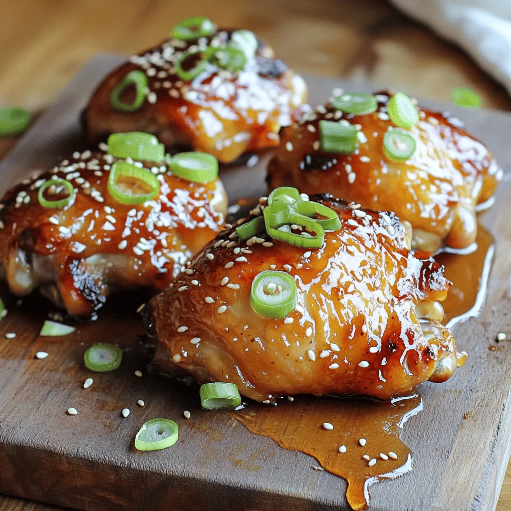 - 1 lb boneless, skinless chicken thighs - 3 tablespoons honey - 3 tablespoons soy sauce - 4 cloves garlic - 1 tablespoon fresh ginger - Red chili flakes - Green onions - Sesame seeds - Salt and pepper The key to a great Spicy Honey Garlic Chicken lies in the right mix of ingredients. You’ll want to start with boneless, skinless chicken thighs. They cook well and stay juicy. For the sauce, honey and soy sauce create a perfect balance of sweet and salty. Next, garlic and fresh ginger add a punch of flavor. Don’t skip the red chili flakes; they bring the heat. You can adjust the amount based on how spicy you want it. Lastly, garnishes like green onions and sesame seeds make the dish pop visually. A little salt and pepper will enhance all the flavors. For the complete recipe, refer to the Full Recipe section. You’ll find everything you need to create this delicious meal. - In a bowl, whisk together honey, soy sauce, minced garlic, grated ginger, and red chili flakes. - Add a pinch of salt and pepper. - Place chicken thighs in the bowl, coating them well. - Cover the bowl with plastic wrap. - Refrigerate for at least 30 minutes, or up to 2 hours for deeper flavor. - Heat olive oil in a large skillet over medium-high heat until it shimmers. - Take the chicken out of the marinade but keep the marinade for later. - Place the chicken in the hot skillet. - Sear each side for about 4-5 minutes until golden brown. - Cook until the chicken reaches an internal temperature of 165°F. - Lower the heat to medium after the chicken is cooked. - Pour the reserved marinade into the skillet. - Let it simmer gently for about 5 minutes. - Stir occasionally as the sauce thickens and coats the chicken. - Remove the chicken from the skillet and let it rest for a few minutes. For more details, refer to the Full Recipe. For the best flavor, marinate the chicken for at least 30 minutes. If you can, try to let it sit for up to 2 hours. This extra time allows the chicken to soak up all those delicious flavors. To avoid overcooking, use a meat thermometer. The chicken should reach an internal temperature of 165°F. Remove it from the heat right when it hits that mark. You can adjust the spice level with red chili flakes. Start with one teaspoon if you prefer mild heat. Add more if you want a stronger kick. Another great trick is to add citrus zest, like lime or lemon. This extra touch brightens the dish and adds a fresh flavor. Serve your Spicy Honey Garlic Chicken with sides like steamed rice or sautéed vegetables. This combo looks great on the plate. For garnishing, sprinkle sliced green onions and sesame seeds on top. This not only adds color but also gives a nice crunch. For a fun twist, you can also add fresh herbs like cilantro. {{image_4}} You can change the protein if you want. Chicken breasts work well. Tofu is a great choice for a plant-based option. Both give a different feel but still taste amazing. For sweeteners, you can use maple syrup or agave. These add unique flavors. Each sweetener brings its own twist to the dish. Feel free to experiment and find your favorite! Want to kick up the flavor? Add more spices like paprika or cumin. They bring warmth and depth to your chicken. You can also infuse the dish with fresh herbs. Thyme or basil adds a lovely aroma and taste. Try mixing in different spices or herbs. This way, each meal can be a little different. You can create a new flavor every time you make it! Grilling the chicken gives it a nice smoky taste. It’s a fun way to cook outdoors. Pan-searing works great too. It creates a crispy outside while keeping the inside juicy. Baking is a healthy option if you want less fat. It’s easy and can be done in one dish. Just make sure the chicken reaches 165°F. Each method can change the dish, so try them all! After cooking, you can store leftover Spicy Honey Garlic Chicken in the fridge. Seal it in an airtight container. This keeps the chicken fresh. You can store it for up to three days. To cool the chicken quickly, let it sit at room temperature for about 30 minutes. Then, put it in the fridge. Avoid leaving it out for longer to prevent bacteria growth. If you want to keep the chicken longer, freezing is a great option. First, let the chicken cool completely. Then, wrap it tightly in plastic wrap or foil. Place it in a freezer-safe container or bag. This helps to prevent freezer burn. You can freeze it for up to three months. When you’re ready to eat, thaw the chicken overnight in the fridge. If you need it fast, you can use the microwave. Just be sure to cook it fully after thawing. Enjoy your spicy meal anytime! For the full recipe, check the recipe section above. To make this dish milder, reduce the chili flakes. You can also add more honey. Sweet elements help balance the heat. Consider using sweet peppers for extra flavor without the spice. Yes, you can use chicken breasts. However, they may dry out faster. Thighs have more fat, which adds moisture. If using breasts, check them sooner. Cook them for about 20 minutes. I love pairing this dish with steamed rice or fluffy quinoa. Sautéed vegetables also work well. For drinks, serve chilled white wine or iced tea. They complement the sweet and spicy flavors nicely. Yes, you can double this recipe easily. Just make sure to use a larger skillet. You may need to cook in batches. Taste the marinade and adjust flavors if needed. This blog post shared a complete guide for making Spicy Honey Garlic Chicken. You learned about key ingredients, step-by-step cooking methods, and storage tips. Remember, marinating boosts flavor, and garnishes add a nice touch. There are many ways to adjust this recipe for your taste. Try different proteins or cooking methods to keep it exciting. I hope you find success with your dish. Enjoy the process and the delicious results!