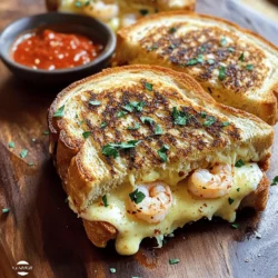 Cheesy Garlic Bread Shrimp Grilled Cheese Delight