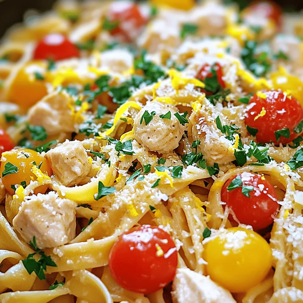 - 12 oz linguine pasta - 1 lb chicken breast, diced into bite-sized pieces - 1/2 cup unsalted butter, divided - 4 cloves garlic, minced - 1 teaspoon smoked paprika - 1 teaspoon dried oregano - 1/2 teaspoon cayenne pepper (adjust according to your spice preference) - 1/4 cup fresh parsley, finely chopped - 1/2 cup cherry tomatoes, halved - Salt and pepper to taste - Zest of 1 lemon - 2 tablespoons fresh lemon juice - Grated Parmesan cheese, for serving I love using fresh ingredients for this dish. The chicken is tender and juicy. The butter sauce is rich and creamy. It brings all the flavors together. The cherry tomatoes add a nice burst of sweetness. The lemon juice and zest brighten the dish. You can taste the layers of flavor in every bite. - Crushed red pepper flakes for heat - Fresh basil or thyme for herbal notes - A splash of white wine for depth - Spinach or arugula for extra greens Adding these optional ingredients can change the dish. Crushed red pepper adds heat. Fresh herbs give a nice aroma. A splash of wine deepens the flavor. Greens like spinach make it healthier. Feel free to experiment! - Large pot for boiling pasta - Large skillet for cooking chicken and sauce - Wooden spoon for stirring - Measuring cups and spoons for accuracy - Pasta strainer for draining Having the right tools makes cooking easier. A large pot helps cook pasta evenly. A sturdy skillet is key for sautéing. A wooden spoon mixes ingredients well. Measuring cups ensure you use the right amounts. These tools make your cooking experience smooth and fun! For the full recipe, follow the steps and enjoy your Cowboy Butter Chicken Linguine! How to Cook Pasta Al Dente To cook pasta al dente, bring about 4 quarts of salted water to a boil. Add 12 oz of linguine and cook for about 8-10 minutes. Check the pasta a minute before the time is up. It should be firm to the bite. Tips for Reserving Pasta Water Before draining the pasta, scoop out 1 cup of the starchy water. This water helps create a nice sauce later. Set the reserved water aside before draining the rest of the pasta. Sautéing Chicken to Perfection In a large skillet, melt 1/4 cup of unsalted butter over medium-high heat. Season 1 lb of diced chicken breast with salt and pepper. Add the chicken to the skillet and sauté for 6-8 minutes. Make sure it is golden brown and reaches 165°F inside. Cooking Tips for Juicy Chicken To keep chicken juicy, avoid overcooking. Stir occasionally for even cooking. Once done, take the chicken out and set it aside while you prepare the sauce. Key Ingredients for Flavor Mastery The cowboy butter sauce needs 1/4 cup of butter, 4 minced garlic cloves, and spices like smoked paprika and oregano. These ingredients bring a lot of flavor. Don’t forget the cayenne pepper for a kick! Avoiding Common Garlic Mistakes When adding garlic, stir often but don’t let it brown. Cooking it too long can make it bitter. You want it fragrant and golden, not dark brown. Proper Mixing Techniques for Creamy Dish After making the sauce, return the chicken to the skillet. Add halved cherry tomatoes and a bit of reserved pasta water if needed. Mix well to coat everything in the sauce. Presentation Tips for Serving To serve, plate the pasta and sauce generously. Sprinkle with fresh parsley and grated Parmesan. This adds color and flavor, making your dish look as good as it tastes. Enjoy your cowboy butter chicken linguine! For the complete recipe, check out the Full Recipe. To make the best Cowboy Butter Chicken Linguine, follow these simple tips. First, cook your linguine until it is al dente. This means it should still have a slight bite. Second, remember to reserve some pasta water before draining. This starchy water helps the sauce stick to the pasta. Lastly, don't rush cooking the chicken. Sauté it until it is golden brown and reaches 165°F. Avoid these common mistakes when making your dish. Do not skip seasoning the chicken. A little salt and pepper make a big difference in taste. Another mistake is not cooking the garlic properly. Overcooked garlic can taste bitter. Make sure to stir it often and remove it from heat when fragrant. Lastly, don’t forget to mix everything well. This ensures every bite is full of flavor. You can easily boost the flavors in your Cowboy Butter Chicken Linguine. Try adding a splash of white wine after cooking the garlic. It adds depth to the sauce. Fresh herbs like basil or thyme can also elevate the dish. If you want more spice, add extra cayenne pepper or chili flakes. For a zesty kick, consider more lemon zest or juice. These small changes make a big impact. For the complete recipe, check out the Full Recipe. {{image_4}} You can easily swap chicken for other proteins. Shrimp works well and cooks fast. Just sauté it for 3-4 minutes. You can also use diced turkey for a leaner option. If you're feeling adventurous, try using pork tenderloin. It adds a nice twist. For a vegetarian dish, replace chicken with mushrooms or zucchini. These veggies soak up the flavors nicely. If you want a vegan option, use firm tofu. Sauté it until golden brown, just like the chicken. Instead of butter, use olive oil or a vegan butter substitute. While linguine is great, you can use any pasta you like. Spaghetti or fettuccine are good choices. For a gluten-free meal, try chickpea or lentil pasta. These options add protein and fiber. You can even use zucchini noodles for a low-carb twist. Remember, you can find the full recipe to help you explore these variations. After enjoying Cowboy Butter Chicken Linguine, store any leftovers in an airtight container. This keeps the dish fresh. Make sure it cools down before sealing it. Store in the fridge for up to three days. Keeping it in smaller portions can help when reheating. To reheat, you can use either the microwave or the stovetop. If using the microwave, place the linguine in a bowl. Cover it with a damp paper towel to keep moisture in. Heat in 30-second bursts until hot. For stovetop reheating, add a splash of water to a pan. Heat over medium until warm, stirring often. You can freeze this dish for later. Place cooled portions in freezer-safe bags. Remove as much air as possible before sealing. It can stay in the freezer for up to three months. When ready to eat, thaw in the fridge overnight. Reheat as mentioned above, adding a little extra water if needed. Enjoy your delicious meal any time! Cowboy butter is a rich and flavorful sauce. It blends butter, garlic, and spices. This sauce adds a savory kick to many dishes, like our Cowboy Butter Chicken Linguine. The smoked paprika and cayenne pepper give it a warm, smoky taste. This sauce is perfect for enhancing meats, seafood, and pasta. Yes, you can use other pasta types. Options like fettuccine, penne, or spaghetti work great. Each will change the dish’s texture slightly. Choose a pasta that you enjoy. Just be sure to cook it al dente for the best results. To spice up your dish, add more cayenne pepper. You can also include red pepper flakes for an extra kick. If you like heat, try adding chopped jalapeños or hot sauce. Adjust the spice level to your taste. This way, you create a Cowboy Butter Chicken Linguine that suits your flavor preferences. You can prepare some parts ahead of time. Cook the chicken and make the Cowboy butter sauce in advance. Store them separately in the fridge for up to three days. When you're ready to eat, just cook the pasta and combine everything together. This makes for a quick and easy meal on busy days. For the full recipe, check out the detailed instructions above. Cowboy Butter Chicken Linguine is a fun and tasty dish. We covered the key ingredients, including main and optional choices that add flavor. The step-by-step guide helps you cook the pasta and chicken just right. You learned how to make a rich sauce and mix it all for a creamy finish. Remember our tips to avoid common mistakes and tweak the flavors as you like. Don’t forget, this dish stores well for later meals. Enjoy making and sharing this dish as much as I do!