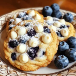 To make these tasty cookies, you need some key ingredients. Here’s what you will need: - 1 cup cream cheese, at room temperature - 1/2 cup unsalted butter, at room temperature - 1/2 cup granulated sugar - 1/4 cup tightly packed brown sugar - 1 cup fresh blueberries These ingredients create a creamy and sweet base for your cookies. The cream cheese gives a smooth texture. The butter adds richness, while the sugars provide sweetness. You can make your cookies even better by adding a few optional ingredients: - 1/2 cup white chocolate chips - Zest of 1 lemon White chocolate chips add a nice touch of sweetness. Lemon zest brightens the flavor and gives a fresh taste to your cookies. Don’t forget the dry ingredients! Here’s what you will need: - 2 cups all-purpose flour - 1 teaspoon baking powder - 1/2 teaspoon baking soda - 1/4 teaspoon sea salt These dry items help your cookies rise and hold their shape. The flour gives structure, while baking powder and baking soda create those fluffy edges. Sea salt brings out all the flavors in your cookies. For the full recipe, check out the complete details to make these delightful cookies! - Preheat your oven to 350°F (175°C). - Line a baking sheet with parchment paper. First, you need to get your oven ready. Preheating helps the cookies bake evenly. Next, grab a baking sheet and line it with parchment paper. This step stops the cookies from sticking. - Creaming butter and cream cheese - Incorporating sugars and wet ingredients - Combining dry and wet mixtures In a big bowl, mix the cream cheese and butter. Use an electric mixer to make it smooth and creamy. This will take about 2-3 minutes. Then, add the granulated sugar and brown sugar. Mix until everything is light and fluffy. Now, add one egg and some vanilla extract. Mix well until blended. In another bowl, whisk the flour, baking powder, baking soda, and sea salt. Slowly add this dry mix to your wet mix. Stir gently, so you don’t overmix. Overmixing can make your cookies tough. - Adding blueberries and zest - Portioning the dough - Baking time and tips for perfect cookies Now, it’s time to fold in the blueberries and lemon zest. Use a spatula to mix them in gently. This keeps the blueberries whole. Next, use a cookie scoop or tablespoon to drop dough onto the baking sheet. Leave space between each dough ball. Place the baking sheet in the oven. Bake the cookies for 12-15 minutes. The edges should be golden. The centers will look soft, but they will firm up as they cool. After baking, let the cookies cool on the sheet for 5 minutes. Then, move them to a wire rack to cool completely. For the full recipe, check out the details above. Enjoy your delicious blueberry cheesecake cookies! To achieve the best texture for your cookies, avoid overmixing. Mix the dough just until the ingredients blend. Overmixing can lead to tough cookies. Remember, a few lumps are okay. Use room temperature ingredients for the best results. This helps the butter and cream cheese mix well. Cold ingredients can create clumps and affect the dough's texture. Lemon zest brightens the flavor of the cookies. Use a microplane to grate the zest finely. This small step adds a fresh taste that complements the blueberries. For a lovely display, serve the cookies on a decorative plate. Dust them with powdered sugar for elegance. Arrange fresh blueberries around the cookies for a colorful touch. Using cold ingredients can ruin your cookies. Make sure your cream cheese and butter are at room temperature. This allows for a smooth, creamy blend. Avoid overcrowding the baking sheet. Leave at least two inches between cookies. This space helps them spread and bake evenly, so you get that perfect chewy texture. {{image_4}} You can make a few simple swaps to lighten the recipe. First, try using lower-fat cream cheese. This change keeps the creamy texture but cuts some calories. You can also switch granulated sugar for coconut sugar or maple syrup. These options add a nice flavor and are better for blood sugar. Want to mix things up? You can add different berries like raspberries or strawberries. Each berry brings its own flavor and makes the cookies even more fun. If you love chocolate, swap white chocolate with dark chocolate. Dark chocolate adds a rich taste and pairs well with the blueberries. For gluten-free cookies, use gluten-free flour. Almond flour or oat flour works well. These flours give a unique taste and a nice texture. Just be sure to check the package for proper measurements. You can still enjoy these cookies without gluten! Explore the Full Recipe for more details on making these delicious treats. Store your cookies in an airtight container. You can keep them at room temperature for up to three days. If you want them to last longer, put them in the fridge. This will keep them fresh for about a week. Just remember to let them warm up a bit before eating. They taste best when soft. Freezing cookies is a great way to save some for later. First, let the cookies cool completely. Then, place them in a single layer on a baking sheet. Freeze them for about an hour. Once frozen, transfer the cookies to a freezer bag. Remove as much air as you can before sealing. Your cookies can last for up to three months. When you want to eat them, just thaw them at room temperature or warm them in the oven for a few minutes. For the best taste, eat your cookies within a few days. They will stay fresh for about three days at room temperature. If stored in the fridge, enjoy them within a week. If you freeze them, they will last for three months. Always check for any signs of spoilage before eating. Yes, you can use frozen blueberries! Just remember to thaw and drain them first. This keeps the dough from getting too wet. Also, try to fold them in gently. This way, you keep your cookie dough from turning blue. You want those beautiful bursts of blueberry in each bite. To make your cookies chewier, use more brown sugar than white sugar. Brown sugar has more moisture, which helps. You can also bake them for a shorter time. This keeps the centers soft. Lastly, let the cookies cool on the baking sheet. They will firm up but stay chewy. Yes, you can substitute eggs! Use 1/4 cup of unsweetened applesauce for each egg. Mashed bananas work too, but they add a slight banana taste. For a more neutral option, try using 1 tablespoon of ground flaxseed mixed with 2.5 tablespoons of water. Let it sit for a few minutes to thicken before mixing it in. Look for a light golden edge on the cookies. The centers should seem soft but not wet. They will firm up as they cool. If they look too doughy, give them a few more minutes. Trust your nose! If they smell amazing, you are close to done. Making blueberry cheesecake cookies is simple and fun. We covered all the key ingredients and steps. You can mix fresh blueberries with cream cheese, butter, and sugars for a tasty treat. Remember to avoid overmixing and use room-temperature ingredients. Feel free to try variations like different berries or healthier options. Store your cookies well to keep them fresh. With these tips, you’ll bake delicious cookies every time. Enjoy your baking journey!