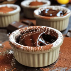 To make a rich chocolate lava cake, you will need the following ingredients: - 1 cup semi-sweet chocolate chips - ½ cup unsalted butter - 1 cup powdered sugar - 2 large eggs - 2 large egg yolks - 1 teaspoon vanilla extract - ½ cup all-purpose flour - Pinch of salt - Butter and cocoa powder (for greasing ramekins) Each ingredient plays a key role in creating that gooey center we all love. The chocolate chips give it that deep, rich flavor. The butter adds creaminess, while the powdered sugar sweetens the mix. The eggs and egg yolks help the cake rise and keep it moist. Vanilla extract enhances the taste, and flour gives the cake structure. Don’t forget the salt; it balances the sweetness. When preparing your ramekins, use both butter and cocoa powder. This will help the cakes release easily after baking. This is a crucial step for that perfect presentation. For the full recipe, refer to the Full Recipe section. Enjoy the process; each step adds to the magic of your chocolate lava cake! - Preheat the oven to 425°F (220°C). - Prepare and grease four ramekins with butter and cocoa powder. - Melt 1 cup of chocolate chips and ½ cup of butter in the microwave. - Heat in 30-second bursts, stirring in between. - Mix in 1 cup of powdered sugar, 2 large eggs, and 1 teaspoon of vanilla. - Incorporate ½ cup of all-purpose flour and a pinch of salt gently. - Fill the ramekins about ¾ full with the batter. - Bake for 12-14 minutes until edges are firm and centers are soft. - Let the cakes cool for about 1 minute. - Run a knife around the edges to loosen the cakes. - Invert each ramekin onto a plate and tap to release. - Serve warm for the best gooey center experience. For more detailed steps, check the Full Recipe. To get that ooey-gooey center, timing is key. Your oven might bake differently than mine. If you have a convection oven, it may cook faster. Always check your cake at 12 minutes. It should look set around the edges but still soft in the middle. To test doneness, gently shake the ramekin. If the center jiggles slightly, it’s perfect. You can also insert a toothpick; it should come out with a bit of batter clinging to it. Garnishing makes your lava cake look fancy. You can add fresh berries on top for color. Mint leaves add a nice touch too. A light dusting of powdered sugar makes it look elegant. Pair your cake with a scoop of vanilla ice cream. The cold ice cream contrasts well with the warm cake. You can also drizzle chocolate or caramel sauce on the plate for extra flair. One big mistake is overmixing the batter. This can make your cake tough instead of soft. Mix just until you don’t see any flour. Another common issue is the oven temperature. Use an oven thermometer to check if your oven is accurate. If it’s too hot, your cake may bake too fast and won’t have that lava center. Follow the Full Recipe for best results. {{image_4}} You can easily change this recipe to fit special diets. For a gluten-free option, use almond flour or coconut flour instead of all-purpose flour. Both flours create a rich taste with a slightly different texture. They work great, and you won’t miss the gluten. If you want a vegan lava cake, substitute eggs and butter. Use flaxseed meal mixed with water as a binder. For butter, try coconut oil or a plant-based spread. This way, you keep the cake moist and delicious without using animal products. Want to spice things up? Add a dash of cinnamon or a bit of brewed coffee to the batter. These flavors deepen the chocolate and make each bite even richer. You can also infuse the batter with orange zest. Just stir in a teaspoon and enjoy that citrus twist! You can get creative with other flavors too. Think about adding mint extract or even a hint of chili powder for a unique kick. The possibilities are endless with chocolate. When it's time to serve, the fun really begins. You can top your lava cake with creamy caramel or a dollop of whipped cream. Both add sweetness and a nice texture contrast. For a fun twist, create a lava cake sundae. Place a warm lava cake in a bowl, add a scoop of ice cream, and drizzle with chocolate sauce. This treat is sure to impress! For the full recipe, check out the complete guide that covers all the steps and tips. Enjoy your cooking adventure! To keep your chocolate lava cakes fresh, refrigerate them. Place the cooled cakes in an airtight container. This way, they stay moist and tasty. You can store them for up to three days. Can you freeze chocolate lava cakes? Yes, you can! Wrap each cake tightly in plastic wrap. Then, place them in a freezer bag. They can last for up to three months in the freezer. To reheat the cakes, use your oven or microwave. For the oven, preheat it to 350°F (175°C). Place the cakes on a baking sheet. Heat them for about 10 minutes. This keeps the gooey center intact. If you use the microwave, heat each cake for 20-30 seconds. Check the cake to see if it's warm. Be careful not to overheat, or the center will lose its charm. Enjoy your delicious dessert again! Yes, you can prepare the batter ahead of time. Store it in the fridge for up to a day. Just remember to fill the ramekins before baking. Baking straight from the fridge may need a few extra minutes. The edges should feel firm, while the center remains soft. A toothpick inserted in the edge should come out clean, but one from the center should be gooey. This perfect balance gives you that delicious lava effect. Absolutely! You can use dark, milk, or even white chocolate. Each type changes the flavor. Dark chocolate gives a rich taste, while milk chocolate is sweeter. Experiment and find your favorite! This often happens if you bake too long. Each oven is different, so keep an eye on the time. If the center is not gooey, it may need less baking. Serve it warm for the best experience. A scoop of vanilla ice cream on top adds a lovely creaminess. You can also dust with powdered sugar or add fresh berries for a pop of color. Enjoy every bite! - Ingredient List - 1 cup semi-sweet chocolate chips - ½ cup unsalted butter - 1 cup powdered sugar - 2 large eggs - 2 large egg yolks - 1 teaspoon vanilla extract - ½ cup all-purpose flour - Pinch of salt - Butter and cocoa powder (for greasing ramekins) To make a chocolate lava cake, you start by gathering your ingredients. This cake is a true treat. The gooey center is what makes it special. 1. Preheat the Oven: Set your oven to 425°F (220°C). This heat gives the cake the perfect bake. 2. Prepare Ramekins: Grease four ramekins with butter. Dust each with cocoa powder. This helps the cakes come out easily. 3. Melt Chocolate & Butter: In a bowl, mix the chocolate chips and butter. Microwave them in short bursts. Stir until smooth. 4. Incorporate Sugar: Add the powdered sugar to the melted mix. Stir until it is lump-free. 5. Add Eggs & Vanilla: Crack the eggs into the bowl. Pour in the vanilla. Whisk the mix until fully combined. 6. Mix the Dry Ingredients: Sift the flour and salt over the chocolate mix. Gently fold it in. Don’t overmix; just combine until no flour shows. 7. Fill Ramekins: Pour the batter into the ramekins. Fill each about ¾ full. 8. Bake: Place the ramekins on a baking sheet. Bake for 12-14 minutes. The edges should be firm, but the center must be soft. 9. Cool Slightly: Remove the ramekins from the oven. Let them cool for 1 minute. Run a knife around the edges. 10. Invert and Serve: Turn each ramekin onto a plate. Tap to release the cake. 11. Enjoy Warm: Serve right away. Pair it with vanilla ice cream or a sprinkle of powdered sugar. - Prep Time: 15 minutes - Total Time: 25 minutes - Servings: 4 When it's done, your cake will be rich and warm. Enjoy this dessert with friends or family for a special treat! You learned how to make a delicious chocolate lava cake with simple steps. Start by gathering the right ingredients and preparing your ramekins. Then, melt and mix everything together carefully. Bake and watch for that gooey center. Remember to avoid common mistakes like overmixing. Explore fun variations to suit your taste. With proper storage and reheating, you can enjoy this treat anytime. Dive in and impress your friends or family with this sweet dessert!