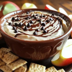 - 1 cup all-purpose flour (heat-treated) - ½ cup packed brown sugar - ½ cup granulated sugar - ½ cup unsalted butter, softened to room temperature - 1 teaspoon pure vanilla extract - 1 cup mini chocolate chips The base of our dip starts with heat-treated all-purpose flour. This step kills any bad bacteria. Next, we use unsalted butter and sugars to create a creamy and sweet mix. The chocolate chips add the fun. You can use mini chocolate chips for that perfect bite. - 2 tablespoons milk (adjust for desired consistency) - A pinch of salt Milk helps to make the dip creamy. Start with two tablespoons. You can add more if needed. A pinch of salt enhances the sweet flavors. Adding vanilla extract gives a warm, inviting taste. For dipping, graham crackers are a classic choice. Crunchy apple slices add a fresh crunch. Salted pretzels offer a tasty contrast. To make it extra special, drizzle melted chocolate on top. You can also sprinkle sea salt for a delightful touch. Serve in a nice bowl for a beautiful display. 1. Start by mixing the base ingredients. In a large bowl, combine ½ cup of softened unsalted butter, ½ cup of packed brown sugar, and ½ cup of granulated sugar. 2. Use an electric mixer or a sturdy spatula. Cream these ingredients until light and fluffy. This usually takes about 2-3 minutes. 3. Next, mix in 1 teaspoon of pure vanilla extract. Make sure it blends well with the butter and sugars. 4. Now, it's time to incorporate the flour. Carefully add 1 cup of heat-treated all-purpose flour and a pinch of salt. Mix gently until everything is combined. You want the dough to form without over-mixing. 5. For the fun part, fold in 1 cup of mini chocolate chips. Make sure they are evenly distributed throughout the dip. 1. To get the dip just right, you'll need to adjust the milk levels. Start by adding 2 tablespoons of milk to the mixture. Stir well. 2. Check the consistency. If it's too thick for your liking, add more milk a little at a time until it's creamy. 3. For a perfect texture, aim for a smooth and spreadable dip. If needed, you can always taste and adjust the sweetness or creaminess by adding more sugar or milk. 1. Once you're happy with the dip, transfer it to a stylish serving bowl. Use a spatula to smooth the surface for an appealing look. 2. Cover the bowl with plastic wrap and chill it in the refrigerator. Let it sit for about 30 minutes. This helps all the flavors come together. 3. When ready to serve, consider adding a drizzle of melted chocolate or a sprinkle of sea salt on top. It adds a nice touch and enhances the flavor. For those eager to whip up this delightful treat, check out the Full Recipe! - Over-mixing the dough: This can make your dip too dense. Mix just until combined. - Neglecting to heat-treat the flour: Raw flour can carry germs. Heat-treat it for safety. - Sweetness adjustments: Taste your dip and add more sugar if needed. You can also reduce sugar for a less sweet taste. - Additional mix-ins for variety: Try adding nuts or different chocolates. These can add fun textures and flavors. - Best mixing tools: I recommend using a hand mixer for a smooth consistency. A sturdy spatula works well too. - Ideal serving dishes: Use a clear bowl to show off the dip. A pretty dish makes it more inviting for guests. {{image_4}} Want to switch things up? You can add nuts for crunch. Chopped walnuts or pecans work great. They give a nice texture and flavor to the dip. You can also try different types of chocolate chips. Use dark chocolate for a richer taste. White chocolate adds sweetness. Even peanut butter chips can make it fun! For a gluten-free option, swap the all-purpose flour with a gluten-free blend. Make sure the blend is meant for baking. If you want a vegan dip, use vegan butter and non-dairy milk. Also, choose vegan chocolate chips. This way, everyone can enjoy the treat! You can create holiday versions too. Add pumpkin spice for fall fun! It gives a warm, cozy flavor. For special occasions, think of colors! Use colored sprinkles or festive toppings. You can even shape the dip into fun forms for parties. This makes it more exciting and pleasing to the eyes! To keep your chocolate chip cookie dough dip fresh, store it in the fridge. Use an airtight container to prevent it from absorbing other smells. Make sure the dip is covered tightly. The ideal temperature for refrigeration is below 40°F (4°C). This keeps the dip safe to eat and helps it stay fresh. You can freeze the dip if you want to save it for later. Use a freezer-safe container and leave some space at the top. The dip will expand as it freezes. When you're ready to enjoy it, take it out and thaw it in the fridge overnight. This helps maintain its creamy texture. Avoid thawing it in the microwave, as this may change the dip's consistency. The dip will last about 5 days in the fridge. If you freeze it, it can last for up to 3 months. Always check for signs that the dip has gone bad. If you see mold or if it smells off, it’s best to throw it away. Keeping an eye on these details ensures you enjoy your chocolate chip cookie dough dip at its best. No, you should not use regular flour. Heat-treated flour is safe for raw consumption. It helps to kill any harmful bacteria that might be present. This makes your dip safe to eat right away. You can dip many yummy things in this dip! Here are some great options: - Graham crackers - Apple slices - Pretzels - Vanilla wafers - Fresh strawberries Each of these dippers adds a fun twist to your experience. This dip is quick to make! Here’s a breakdown: - Prep time: 10 minutes - Chill time: 30 minutes - Total time: 40 minutes You can have this treat ready in just over half an hour! Yes, you can make it ahead! I recommend making it a day before. Store it in the fridge for the best taste. Just cover it well to keep it fresh. Enjoy it when you're ready! This blog post explored creating a delicious chocolate chip cookie dough dip. We covered main and optional ingredients, serving suggestions, and step-by-step instructions for preparation. You learned tips to avoid common mistakes and enhance flavor. I also shared variations for dietary needs and seasonal events, plus storage tips for freshness. Enjoy making this treat for any occasion. It’s easy, fun, and sure to impress!
