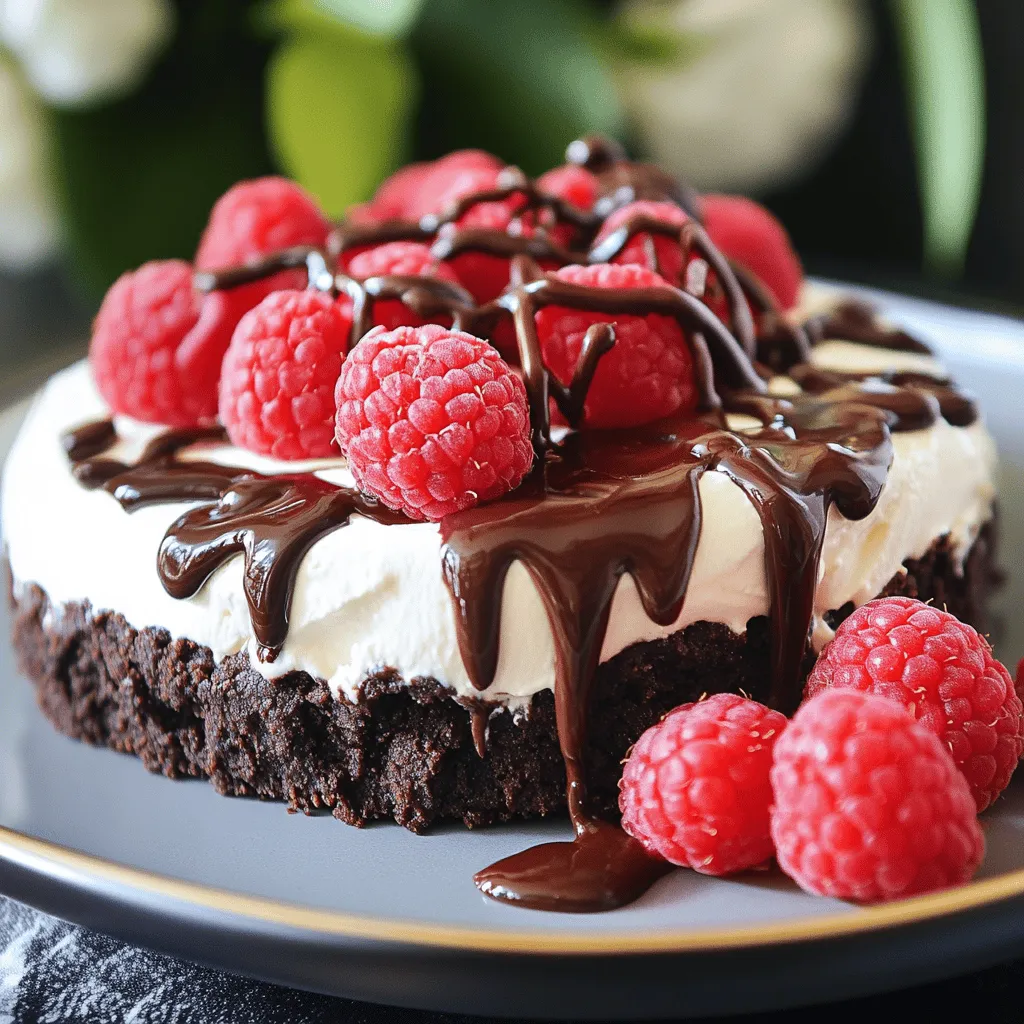 To make this creamy dessert, you will need the following ingredients: - 1 ½ cups chocolate cookie crumbs - ½ cup unsalted butter, melted - 2 cups cream cheese, softened to room temperature - 1 cup powdered sugar - 1 teaspoon pure vanilla extract - 1 cup heavy whipping cream, chilled - ½ cup unsweetened cocoa powder - ½ cup semi-sweet chocolate chips, melted (for drizzling) - Fresh raspberries or strawberries, for garnish These ingredients create a smooth and rich cheesecake that is easy to make. The chocolate cookie crumbs form a tasty crust. The cream cheese gives it a creamy texture, while the cocoa adds a deep chocolate flavor. You do not need many tools to make this cheesecake. Here’s what you will need: - Medium mixing bowl - Large mixing bowl - Electric mixer - 9-inch springform pan - Spatula - Measuring cups and spoons - Plastic wrap or a lid Having the right tools helps you work faster and makes the process fun. To make your cheesecake even prettier, consider these garnishes: - Extra melted chocolate for drizzling - Fresh berries like raspberries or strawberries - Whipped cream for a fluffy touch These garnishes add color and flavor, making your dessert look stunning. You can also mix and match to find your favorite combination. For the full recipe, check out the Choco Delight No-Bake Cheesecake. To start, gather your ingredients for the crust. You need chocolate cookie crumbs and melted butter. In a medium bowl, mix the cookie crumbs and butter. Stir until it looks like damp sand. Press this mixture into the bottom of a 9-inch springform pan. Use your fingers or the back of a cup to pack it down. Make sure it's even and firm. This step creates a solid base for your cheesecake. Once done, put the pan in the fridge to chill while you work on the filling. Now, let’s make the filling. First, grab a large bowl and add softened cream cheese. Beat it with an electric mixer until smooth. This takes a minute or two. Next, slowly add powdered sugar and vanilla extract. Mix until everything is well blended. In a separate bowl, whip the chilled heavy cream. You want soft peaks, so be careful not to whip it too much. After that, sift cocoa powder over the cream cheese mix. Fold it in gently with a spatula. Make sure there are no lumps. Now you can pour this rich filling over the prepared crust, smoothing the top nicely. Once your filling is smooth, it’s time to chill. Cover the cheesecake with plastic wrap or a lid. Place it in the fridge for at least 4 hours. For the best taste, leave it overnight. When it's set, melt semi-sweet chocolate chips in a microwave-safe bowl. Heat in 20-second intervals until smooth. Drizzle the melted chocolate over the cheesecake. For a fancy touch, add fresh raspberries or strawberries on top. Enjoy your no-bake chocolate cheesecake! For a detailed guide, check the Full Recipe. When making no-bake chocolate cheesecake, some simple mistakes can ruin your dessert. Here are a few to watch for: - Over-mixing the cream cheese: This can make it too soft. Mix just until smooth. - Not chilling long enough: If you don’t chill it for at least 4 hours, it may not set well. - Skipping the crust: A good crust adds flavor and texture. Don’t skip it! The right texture is key to a great cheesecake. Here’s how to get it just right: - Use softened cream cheese: This helps you mix it smoothly. Take it out of the fridge early. - Whip the heavy cream properly: Aim for soft peaks. This keeps your cheesecake light. - Fold gently: When adding cocoa, fold it in slowly. This helps keep the airy texture. Serving this cheesecake can be fun and creative. Try these ideas: - Garnish with fresh berries: Raspberries or strawberries add color and taste. - Drizzle with chocolate: Melted chocolate on top makes it extra special. - Pair with coffee or tea: A warm drink balances the rich cheesecake. These tips will make your no-bake chocolate cheesecake a hit at any gathering! You can find the Full Recipe to guide you through the steps. {{image_4}} You can easily add fun flavors to your chocolate cheesecake. For a mint twist, mix in 1 teaspoon of mint extract. This adds a refreshing taste. If you prefer a fruity touch, add the zest of one orange or lemon. This brightens the dessert and pairs well with chocolate. Experimenting with flavors makes your cheesecake unique! You can change up the crust to suit your taste. Instead of chocolate cookies, try crushed graham crackers for a classic taste. If you like nuts, use ground almonds or walnuts. Combine them with melted butter for a crunchy base. This gives your cheesecake a different texture and flavor that you might love. You can make this cheesecake dairy-free or vegan! Replace cream cheese with a dairy-free cream cheese option. Use coconut cream instead of heavy cream for a rich texture. For the sweetness, consider maple syrup or agave instead of powdered sugar. These swaps keep the cheesecake creamy and delicious without dairy. You can enjoy this treat while sticking to your diet! For the full recipe, check [Full Recipe]. To keep your no-bake chocolate cheesecake fresh, wrap it well. Use plastic wrap or aluminum foil. If you have a springform pan, you can cover it with the lid. Make sure it is tightly sealed. This helps prevent it from absorbing odors in the fridge. Freezing is a great option if you want to keep it longer. First, let the cheesecake set in the fridge for at least four hours. Once set, slice it into individual pieces. Wrap each piece in plastic wrap, then place them in an airtight container. This keeps them fresh for up to three months. Remember to thaw in the fridge overnight before serving again. Your cheesecake stays good for about five days in the fridge. Check for any off-smells or changes in texture. If the top starts to look dry or cracked, it’s best to eat it quickly. Serve it chilled for the best taste. For more ideas, check out the Full Recipe to explore ways to enjoy your cheesecake. The key ingredients for this cheesecake are: - 1 ½ cups chocolate cookie crumbs - ½ cup unsalted butter, melted - 2 cups cream cheese, softened - 1 cup powdered sugar - 1 teaspoon pure vanilla extract - 1 cup heavy whipping cream, chilled - ½ cup unsweetened cocoa powder - ½ cup semi-sweet chocolate chips, melted These ingredients work together to create a rich and creamy dessert. It takes about 4 hours for the cheesecake to set in the fridge. I recommend chilling it overnight for the best flavor and texture. The longer it chills, the firmer it will become. Yes, you can use alternative sweeteners. I suggest using stevia or monk fruit sweetener. Just make sure to adjust the amount according to the sweetness level you prefer. If your cheesecake is too runny, there are a few things you can try. First, make sure you whipped the cream well. If it’s still runny, you can add a bit more cream cheese or even some gelatin. This will help it set better. In this blog post, we explored making a no-bake chocolate cheesecake. You learned about essential ingredients, tools, and fun garnishes. We provided steps for the crust and filling, along with tips to avoid common mistakes. We also discussed flavor variations and proper storage methods. With these insights, you can create a rich and creamy dessert that impresses. Get creative with flavors and enjoy every bite of your cheesecake!