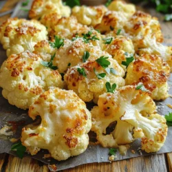 - 1 large head of cauliflower, cut into bite-sized florets - 4 cloves of garlic, finely minced - 1/2 cup finely grated Parmesan cheese - 1/4 cup extra virgin olive oil - 1 teaspoon smoked paprika - 1/2 teaspoon freshly ground black pepper - 1 teaspoon sea salt - 1 tablespoon fresh parsley, finely chopped (for garnish) The main ingredients for Garlic Parmesan Roasted Cauliflower are simple yet flavorful. The cauliflower brings texture, while the garlic adds depth. Parmesan cheese gives a rich, savory finish that is hard to resist. The additional ingredients enhance the dish beautifully. Olive oil helps the florets roast to perfection. Smoked paprika adds a subtle warmth that pairs nicely with the cheese. Black pepper and sea salt bring out all the flavors. Finally, fresh parsley adds a nice touch of color and brightness when you serve it. For the full recipe, check out the details above! - Preheat your oven to 425°F (220°C). - Line a baking sheet with parchment paper for easy cleanup. - In a bowl, whisk together olive oil, garlic, smoked paprika, sea salt, and black pepper. - Toss cauliflower florets in the garlic oil mixture until well coated. - Spread the florets in a single layer on the baking sheet. - Roast for 20 minutes, tossing halfway through. - Add Parmesan and continue roasting for another 10-15 minutes until golden. This method ensures that each piece of cauliflower gets that lovely garlic flavor. The high heat makes it crisp and tender. Roasting brings out the sweet, nutty flavor of the cauliflower. You can find the full recipe for Garlic Parmesan Roasted Cauliflower to guide you through every step. Enjoy making this tasty side dish! - Experiment with additional herbs like thyme or rosemary. - Add a squeeze of lemon juice before serving for an extra zing. When you enhance the flavor, you create layers of taste. Thyme or rosemary can bring warmth and depth. A squeeze of lemon juice adds brightness and balances the richness of the cheese. - Ensure florets are evenly coated for consistent roasting. - Space the florets out to avoid steaming and promote crispiness. Proper coating makes a big difference. It helps the cauliflower absorb the garlic and cheese well. Spacing the florets on the baking sheet ensures they roast instead of steam. This method gives you that perfect crispy texture. - Serve directly from the baking dish, garnished with parsley. - Consider using a stylish serving platter for gatherings. For a cozy meal, serve right from the baking dish. A sprinkle of fresh parsley adds color and freshness. If you want to impress guests, a stylish platter elevates the dish. Consider adding extra Parmesan on top for a touch of elegance. {{image_4}} You can easily add some heat to your dish. - Add red pepper flakes for a spicy kick. This will make each bite exciting. - Incorporate a dash of cayenne pepper for warmth. It adds a nice depth of flavor. If you want to change the cheese, here are some ideas. - Try different cheeses like Gruyère or Pecorino Romano. They give a unique taste. - Use nutritional yeast for a vegan version. It adds a cheesy flavor without dairy. Make your Garlic Parmesan Roasted Cauliflower even more fun. - Include other vegetables like Brussels sprouts or carrots. This adds color and texture. - Top with toasted nuts for added crunch. Nuts like almonds or walnuts work great. These variations let you customize your dish to suit your taste. For the full recipe, check out the detailed steps above. Store leftovers in an airtight container in the fridge for up to 3 days. This helps keep the garlic Parmesan roasted cauliflower fresh. When you want to enjoy it again, just take it out and reheat. You can freeze this dish after cooking. Place it in a freezer-safe container for up to 1 month. This way, you can enjoy it later. When ready to eat, reheat it in the oven to regain that crispy texture. To reheat, set your oven to 350°F (175°C). This keeps the cauliflower crispy, just like when it was fresh. Avoid using a microwave, as it may make the cauliflower soggy. Enjoy your Garlic Parmesan Roasted Cauliflower warm and crisp! For the full recipe, check the earlier section. Yes, but fresh cauliflower yields better texture and flavor. Frozen cauliflower can become mushy. Fresh cauliflower gives a nice crunch and a firmer bite. For the best taste, always choose fresh when you can. This dish pairs well with meat dishes like chicken or steak. You can also toss it over a salad for added crunch. The rich flavor of the garlic and cheese will enhance any meal. To make this recipe vegan, simply replace the Parmesan with nutritional yeast. Nutritional yeast gives a cheesy flavor without any dairy. You should also omit any other dairy products for a fully vegan dish. It’s done when it is tender and golden brown. The cheese should be melted and crispy. You can test a floret with a fork; if it goes in easily, it's ready to enjoy! This blog post explores making Garlic Parmesan Roasted Cauliflower. You learned about essential ingredients like cauliflower, garlic, and cheese. I shared simple steps to prepare the dish and tips to boost flavor and presentation. You can also experiment with variations and know how to store leftovers properly. Enjoy this easy recipe that can impress anyone. Try adding your favorite spices or cheeses! It's a tasty way to enjoy vegetables.