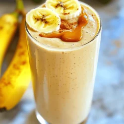- 2 ripe bananas - 2 tablespoons natural peanut butter - 1 cup almond milk - 1 tablespoon honey or maple syrup (optional) - 1 teaspoon pure vanilla extract - 1/4 teaspoon ground cinnamon - A pinch of salt - Ice cubes (optional) The main ingredients for this smoothie are simple and easy to find. Ripe bananas are sweet and creamy, making them perfect for smoothies. I prefer natural peanut butter without added sugar. Almond milk adds a nice balance, but you can use any milk you like. Honey or maple syrup adds sweetness if you want it. Vanilla extract gives a lovely flavor, and cinnamon adds warmth. A pinch of salt enhances all these flavors. Ice cubes are optional if you want a chilled drink. - For dairy-free milk, try oat milk or coconut milk. - Instead of honey, you can use agave syrup or stevia. - For nut-free butter, sunflower seed butter works well. If you need alternatives, there are many options. Oat milk and coconut milk both add creaminess without dairy. Agave syrup or stevia can replace honey for a different sweetness. Sunflower seed butter is a great nut-free choice. It has a similar taste and texture. - Approximately 300 calories per serving - Carbs: 45g, Protein: 10g, Fat: 12g - This smoothie is great for energy and has healthy fats from peanut butter. This Peanut Butter Banana Smoothie is a good source of energy. Each serving has about 300 calories, making it filling. The macronutrient breakdown shows it has 45g of carbs, 10g of protein, and 12g of fat. Peanut butter adds healthy fats, which are good for your heart. Bananas provide potassium and fiber, which help with digestion. This smoothie can be a great post-workout snack or a quick breakfast option. - Peel and chop the frozen bananas. - Add ingredients to the blender in the correct order. Start by peeling two ripe, frozen bananas. These will make your smoothie creamy and delicious. Chop the bananas into smaller pieces. This helps the blender mix everything well. Next, add the banana pieces into your blender. Then, pour in two tablespoons of natural peanut butter. This gives your smoothie a rich flavor. After that, add one cup of almond milk. If you like it sweeter, add one tablespoon of honey or maple syrup. Don’t forget to add one teaspoon of pure vanilla extract for extra flavor. Sprinkle in a quarter teaspoon of ground cinnamon and a small pinch of salt. The salt will bring out the sweet taste. Set your blender to high speed. Blend the mixture for about 30 seconds. You want everything to mix well and be smooth. If the mixture sticks to the sides, pause the blender. Use a spatula to scrape down the sides. Then, blend again until it reaches a creamy texture. If you want a thicker smoothie, add a handful of ice cubes. Blend once more until the ice is fully mixed in. This will make your smoothie cold and extra thick. Once blended, it’s time to taste your smoothie. If you want it sweeter, add more honey or maple syrup. Blend again for a few seconds to mix in the extra sweetness. For a thicker smoothie, you can add more frozen bananas or ice cubes. Keep adjusting until you find the perfect taste and consistency. When you’re happy with it, pour your smoothie into your favorite glasses. Enjoy your Peanut Butter Banana Smoothie! For a great smoothie, use a high-speed blender. It blends everything smoothly and quickly. If you only have a regular blender, that works too. Just blend a bit longer to get a smooth mix. You must scrape the sides of the blender while blending. This helps mix all the ingredients well. If you skip this step, some bits may stay chunky. You can add spices to boost the taste. Cinnamon adds warmth, while nutmeg gives a nice twist. Try a pinch of ginger for a spicy kick. Want some extra fun? Add a splash of coffee for a mocha vibe. Pair your smoothie with whole-grain toast or oatmeal for a balanced meal. You can also enjoy it with yogurt or a handful of nuts on the side. Prepare your ingredients ahead of time. Peel and chop the bananas, and store them in the freezer. You can also measure the peanut butter and spices in advance. This saves time on busy mornings. To store blended smoothies, use a sealed container. Keep it in the fridge for up to a day. For longer storage, freeze the smoothie in portions. Just shake or stir it well before enjoying. {{image_4}} You can easily change up your peanut butter banana smoothie for extra fun. One great idea is to add cocoa powder. This gives your drink a rich chocolate flavor. Just mix in one tablespoon with the other ingredients for a tasty twist. You can also add fruits like strawberries or blueberries. These fruits add a fresh taste and nice color. Simply toss in a handful when blending. If you want more protein, there are great options. You can add protein powders that fit your taste. Look for ones that blend well with smoothies. Another option is using Greek yogurt. It makes your smoothie thicker and creamier. Just swap out some almond milk for half a cup of Greek yogurt. Making this smoothie vegan is easy. Simply swap almond milk for a plant-based milk like oat or soy. For those with nut allergies, use sunflower seed butter. It gives a similar taste without the nuts. You can also try soy nut butter as a great alternative. These adjustments keep your smoothie delicious and safe for everyone. For the full recipe, check out the link above. To keep your peanut butter banana smoothie fresh, use airtight containers. Glass jars work great. They help keep the smoothie from getting too warm. When you store it, make sure to fill the jar to the top. This reduces air exposure. Place the container in the fridge. You can freeze your smoothie in individual portions. Use ice cube trays for small servings. Once frozen, pop them into a bag. This way, you can grab a quick snack later. When you want to enjoy it, just take out a cube. Let it thaw in the fridge overnight for the best texture. Your smoothie will last about 1 to 2 days in the fridge. After that, it may start to spoil. Look for changes in color or smell. If it smells sour or looks off, it’s time to toss it. Always trust your senses when it comes to food safety. To make your smoothie thicker, you can add more frozen bananas. You can also use less almond milk. If you want even more thickness, try adding Greek yogurt. Ice cubes help too, but use them wisely. Start with a small amount and blend. If it’s still too thin, add more frozen fruit. Yes, frozen bananas are great! They give your smoothie a thick and creamy texture. Plus, they chill the drink without needing extra ice. Frozen bananas also have a sweeter taste. Just peel and chop them before freezing to make blending easier. Peanut butter is rich in protein and healthy fats. It helps keep you full and satisfied. Bananas are high in potassium and vitamins. They provide quick energy and help with muscle function. Together, they make a great team for a nutritious snack or meal. Peanut butter and bananas can support heart health and muscle growth. This blog post has shown you how to make a tasty smoothie with ripe bananas and peanut butter. You learned about options for ingredient swaps and how to blend for the best taste. I shared tips on enhancing flavor and storing leftovers. This smoothie can fit many diets and is easy to customize. Remember, it’s all about experimenting to find your favorite mix. Enjoy the process and have fun while making your smoothie!