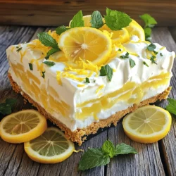To make this no-bake lemon icebox pie, you will need the following ingredients: - 1 ½ cups graham cracker crumbs - ½ cup unsalted butter, melted - 1 cup sweetened condensed milk - ½ cup freshly squeezed lemon juice (about 2-3 lemons) - Zest of 2 lemons - 1 cup heavy whipping cream - ¼ cup powdered sugar - Fresh lemon slices and mint leaves for garnish (optional) For substitutions, consider these options: - Use almond or coconut flour for a gluten-free crust. - Try using honey or maple syrup instead of powdered sugar for sweetness. - Swap in lime juice for a different citrus flavor. You will need a few simple tools and equipment to create this pie: - Mixing bowls and measuring cups - Electric mixer and spatula - 9-inch pie dish These items make the process easy and fun. You can whip up this pie quickly and enjoy its bright, zesty flavor! To start, you will mix graham cracker crumbs with melted butter. This creates a tasty base for our pie. - Ingredients: - 1 ½ cups graham cracker crumbs - ½ cup unsalted butter, melted In a medium bowl, combine the crumbs and melted butter. Mix well until it feels like wet sand. Next, press this mixture firmly into a 9-inch pie dish. Use your fingers or a measuring cup for even pressure. If you want a crispier crust, you can bake it. Just set your oven to 350°F (175°C) and bake for 8-10 minutes. After baking, let it cool completely. If you'd rather a softer crust, skip the baking step. Now, we’ll make the lemon filling, which is the star of this pie! - Ingredients: - 1 cup sweetened condensed milk - ½ cup freshly squeezed lemon juice (about 2-3 lemons) - Zest of 2 lemons In a separate bowl, whisk together the sweetened condensed milk, lemon juice, and lemon zest. Make sure it is smooth and well mixed. This creates a tangy base that pairs perfectly with the crust. Next, we’ll whip the cream to make it light and fluffy. - Ingredients: - 1 cup heavy whipping cream - ¼ cup powdered sugar In another bowl, use an electric mixer to whip the heavy cream. Start at a low speed and then increase. Whip until soft peaks form, then add the powdered sugar. Keep whipping until stiff peaks appear. This means the cream will hold its shape well. Now, it’s time to bring it all together. Gently fold the whipped cream into the lemon mixture. Use a spatula to combine them without deflating the whipped cream. Keep folding until the mix is uniform and no white streaks remain. Carefully pour this creamy lemon filling into your cooled graham cracker crust. Use a spatula to smooth out the top for an even finish. Chilling the pie is key for the best texture and flavor. Cover the pie with plastic wrap and place it in the fridge. Let it chill for at least 4 hours, but overnight is even better. This helps the pie to set nicely, making it firm and easy to slice. Once chilled, your no-bake lemon icebox pie is ready to serve! Enjoy the tangy and refreshing flavor that comes from your hard work. For the full recipe, check the earlier section. The key to a firm pie lies in chilling. You need to chill the pie for at least 4 hours. For the best results, chill it overnight. This allows the filling to set properly. A well-chilled pie holds its shape and will not be runny. To avoid a runny filling, make sure to use fresh lemon juice. Overmixing the cream can also lead to a less stable filling. Just fold gently until combined. This keeps the texture light and airy while ensuring firmness. You can easily boost the flavor in your No-Bake Lemon Icebox Pie. Try adding lime or orange juice for a twist. You can also mix in some zest from these fruits. For a sweeter pie, add a bit more powdered sugar. Taste as you go to find your perfect balance. If you want a more tart flavor, reduce the sweetened condensed milk slightly. This lets the lemon shine through more. Feel free to experiment with different citrus fruits to create your own unique blend. Garnishing your pie can make it look stunning. Fresh lemon slices on top add a pop of color. Mint leaves can brighten the pie and add a fresh scent. You can also drizzle a little lemon glaze over the top for extra flair. Serve the pie on individual plates for an elegant touch. A scoop of whipped cream next to each slice adds a creamy contrast. This makes your No-Bake Lemon Icebox Pie not only tasty but also beautiful to look at. For the full recipe, check the previous sections to ensure you have everything you need for this refreshing treat! {{image_4}} You can change the crust to suit your taste. Instead of graham crackers, try: - Oreo crumbles: This gives a rich, chocolatey flavor. - Nut crust: Use ground almonds or pecans for a nutty twist. - Gluten-free options: Look for gluten-free cookies or crust mixes. Each crust type adds a unique flavor and texture to the pie. Want to mix it up? You can add different flavors to your pie. Here are some ideas: - Berry twist: Fold in fresh berries like strawberries or blueberries for a fruity kick. - Tropical version: Add coconut or pineapple for a taste of the tropics. These enhancements make your pie even more exciting and versatile. Pairing your pie with other treats can elevate the experience. Consider these fun ideas: - Ice cream: A scoop of vanilla or lemon sorbet adds creaminess. - Fruit salad: A fresh mix of seasonal fruits brightens the plate. These pairing suggestions bring out the best in your no-bake lemon icebox pie. Check out the Full Recipe for all the details! To keep your no-bake lemon icebox pie fresh, follow these steps: - Cover well: Use plastic wrap or a lid to cover the pie. - Use a pie dish: Store the pie in its original 9-inch pie dish. This helps keep its shape. - Refrigerate promptly: Place the pie in the fridge right after serving. You can freeze this pie for later enjoyment. Here’s how: 1. Wrap tightly: Use plastic wrap to cover the pie well. 2. Use aluminum foil: Add a layer of aluminum foil for extra protection. 3. Label and date: Write the date on the foil, so you know when it was frozen. To thaw, move the pie to the fridge overnight before serving. This keeps the texture smooth. This pie can last: - In the fridge: About 5 days. The taste remains fresh if stored properly. - In the freezer: Up to 3 months. After that, it may lose flavor and texture. Yes, you can use bottled lemon juice. However, fresh lemon juice has a brighter taste. It also adds a zesty aroma that bottled juice lacks. Fresh juice makes the pie more flavorful and lively. If you want the best taste, stick with fresh lemons. The pie should chill for at least 4 hours. For the best results, chill it overnight. This helps the filling set well and gives it a firm texture. Chilling also allows the flavors to meld together nicely. Absolutely! This pie is great for making ahead. You can prepare it a day or two in advance. Just store it in the fridge until you're ready to serve. This makes it perfect for parties or family gatherings. No worries! You can use other cookies like Oreos or vanilla wafers. You can also crush nuts like almonds or pecans for a crust. Just mix them with melted butter to hold it together. This gives your pie a fun twist! Yes, you can make this pie gluten-free. Use gluten-free cookies or nuts for the crust. Just check the labels on the sweetened condensed milk and whipped cream. Most brands are gluten-free, but it’s always good to confirm. Enjoy this treat with peace of mind! For the full recipe, check out the detailed instructions above. This blog post walks you through making a perfect lemon pie. You learned about ingredients, tools needed, and easy steps. I shared tips for a firm filling and ways to customize flavors. You also got ideas for creative presentations and storage. The key to a great pie is chilling for the best taste. With these insights, you can impress anyone with your baking. Enjoy your lemon pie creation and have fun making it!