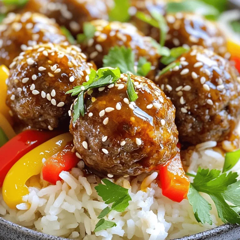 - Ground beef - Breadcrumbs - Parmesan cheese - Fresh parsley - Egg - Garlic - Soy sauce - Honey - Sriracha - Rice vinegar - Fresh ginger - Sesame seeds When you make sweet and spicy meatballs, start with great ingredients. Ground beef is the base. I love using fresh, high-quality beef for the best taste. Next, breadcrumbs help bind the meatballs together. You can use plain or seasoned ones based on your taste. Parmesan cheese adds a nice, savory touch. Fresh parsley gives a pop of color and flavor. The egg acts as a binder too. Minced garlic brings a bold taste that pairs well with the sauce. For the sauce, you’ll need soy sauce, honey, and sriracha. Soy sauce gives saltiness, while honey adds sweetness. Sriracha brings the heat. Rice vinegar balances the flavors with a little tang. Fresh ginger enhances the sauce with a zing. Finally, sprinkle sesame seeds on top for a crunchy finish. - You can use turkey or chicken instead of beef for a lighter option. - If you need gluten-free, try gluten-free breadcrumbs. - Swap honey with maple syrup or agave for different sweetness. These substitutions can help you customize the dish to fit your needs. Enjoy experimenting with these flavors! For the full recipe, click [Full Recipe]. 1. Preheating the oven: First, set your oven to 400°F (200°C). This step makes sure your meatballs cook evenly. 2. Mixing the meatball ingredients: In a large bowl, add the ground beef, breadcrumbs, Parmesan cheese, parsley, egg, garlic, and a pinch of salt and pepper. Use your hands or a spatula to mix everything well. The goal is to blend all the ingredients into a smooth mixture. 3. Shaping the meatballs: Now, scoop about 1 tablespoon of the mix. Roll it into a ball between your hands. Place the meatballs on a baking sheet lined with parchment paper. Keep doing this until you shape about 20 meatballs. 1. Baking time and temperature: Place the baking sheet in your preheated oven. Bake the meatballs for 18-20 minutes. They should look golden brown and smell amazing. 2. Checking for doneness: To ensure they are cooked, cut one meatball in half. The inside should be brown, not pink. 1. Combining sauce ingredients: While the meatballs bake, grab a small saucepan. Add the honey, soy sauce, sriracha, rice vinegar, and grated ginger. 2. Heating the sauce: Put the saucepan on medium heat. Stir until everything warms up and blends nicely. The sauce will smell sweet and spicy! 1. Coating the meatballs with sauce: When the meatballs are done, take them out of the oven. In a large bowl, add the meatballs and pour the warm sauce over them. Gently toss until they are all covered. 2. Serving suggestions: Transfer the coated meatballs to a serving platter. For a nice touch, sprinkle sesame seeds on top. You can also serve them on rice or with colorful bell pepper slices for a great look. For the Full Recipe, check out the top of this article! Baking meatballs is my favorite method. It keeps them juicy and firm. Frying can make them greasy. Baking adds a nice crust without extra oil. Always preheat your oven to 400°F (200°C) for the best results. To keep meatballs moist, use a mix of ingredients. Add breadcrumbs and cheese. These help trap moisture during cooking. Also, avoid overcooking them. Aim for a golden brown color for perfect texture. Want to adjust the heat? Sriracha is perfect for that! Add less for a mild flavor. Increase the amount for more spice. Test the sauce before coating the meatballs. You can also sprinkle chili flakes on top. This adds extra heat and a nice crunch. Adjust the flakes to your liking. This way, everyone can enjoy the dish! Herbs can make a big difference in flavor. Try adding fresh basil or cilantro. These herbs brighten up the meatballs. They add a fresh touch that works well with the sauce. Different cheeses can also change the taste. Use mozzarella for a gooey texture. Feta brings a tangy flavor. Experiment with what you have at home! For the full recipe, check out the complete instructions. {{image_4}} You can change up the meat for your meatballs. Here are two great choices: - Chicken meatballs: Use ground chicken for a lighter option. They stay juicy and soak up the sauce well. - Vegetarian alternatives: Try using lentils or chickpeas. These options are healthy and full of flavor. You can mash them and mix in breadcrumbs to hold it together. Switching up the sauce can add fun twists to your meatballs. Here are a couple of ideas: - Adding peanut butter for a twist: Mix in peanut butter for a creamy, nutty flavor. It pairs well with the sweetness and spice. - Using different types of vinegar: Swap rice vinegar with apple cider vinegar. It will change the taste a bit and give a tangy kick. You can serve these meatballs in many tasty ways. Here are some ideas to try: - Meatballs as appetizers: Serve them with toothpicks at parties. Guests love grabbing a few at a time. - Incorporating into pasta dishes: Toss the meatballs with spaghetti and your favorite sauce. This makes a hearty meal everyone will enjoy. - Using in sliders: Place meatballs in small buns. Add some sauce and toppings for a fun twist on sliders. For the full recipe, check out the ingredients and steps above! To keep your sweet and spicy meatballs fresh, use a good storage container. Choose one that seals tightly. Glass containers work great, but plastic ones are fine too. Once cooled, place the meatballs in the container. They will last in the fridge for about three to four days. Always check for any off smells or changes in color before eating. If you want to save some for later, freezing is a great option. First, let the cooked meatballs cool completely. Then, arrange them in a single layer on a baking sheet. Freeze them for about an hour. This step prevents them from sticking together. After they are frozen, transfer them to a freezer-safe bag. Make sure to remove as much air as possible. Frozen meatballs can last for up to three months. To enjoy them later, simply take out the meatballs and thaw them in the fridge overnight. For reheating, place them in a microwave or oven. Heat until they are warmed through. You can also add a bit of sauce while reheating for extra flavor. Enjoy your sweet and spicy meatballs even after some time! For the complete cooking process, check out the Full Recipe. Cooking sweet and spicy meatballs takes about 35 minutes. Here’s how it breaks down: - Prep time: 15 minutes - Cook time: 20 minutes You first mix the meatball ingredients. Then, you shape them into balls. After that, you bake them until golden. This quick cooking time makes it easy to enjoy a tasty meal. Yes, you can prepare sweet and spicy meatballs ahead of time. Here are some tips: - Make the meatballs: You can form the meatballs a day in advance. - Store in the fridge: Keep them in an airtight container. - Cook later: When ready to cook, bake them straight from the fridge. You can also freeze them before baking. Just thaw in the fridge overnight before cooking. Sweet and spicy meatballs pair well with many side dishes. Here are some ideas: - Steamed rice: Fluffy rice soaks up the sauce well. - Noodles: Tossed with veggies for a complete meal. - Salad: A fresh salad adds a nice crunch. These sides enhance the meal and add balance. Sweet and spicy meatballs have a good balance of protein and carbs. Here’s an estimate per serving: - Calories: About 300 - Protein: 20g - Carbs: 30g - Fat: 15g These values can change based on your ingredients. Using lean beef or less sauce can lower the calories. Check the Full Recipe for more detailed nutrition. These sweet and spicy meatballs are easy to make with simple ingredients. You can use different meats or sauces to fit your taste. Try baking for a healthy option and keeping them moist. After cooking, enjoy them in a variety of ways, like appetizers or pasta. Store leftovers properly in the fridge or freezer. I hope you feel inspired to create these delicious meatballs at home! Enjoy the cooking process and taste the rewards.