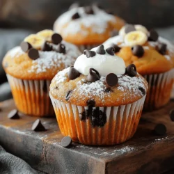 - 2 ripe bananas, well-mashed - 1/2 cup granulated sugar - 1/4 cup packed brown sugar - 1/3 cup plain yogurt or unsweetened applesauce - 1/4 cup melted coconut oil or mild vegetable oil - 1 large egg, at room temperature - 1 teaspoon pure vanilla extract - 1 teaspoon baking soda - 1/2 teaspoon baking powder - 1/4 teaspoon fine salt - 1 1/2 cups all-purpose flour - 1 cup dark chocolate chips - 1/2 cup chopped walnuts or pecans (optional) To make great muffins, you need the right ingredients. I love using ripe bananas. They add natural sweetness and moisture. The granulated sugar and brown sugar balance well. Yogurt or applesauce keeps the muffins tender. Coconut oil adds a light flavor. Use mild vegetable oil if you prefer. The egg binds the mix together. Vanilla extract gives a warm note. Baking soda and baking powder help the muffins rise. All-purpose flour gives structure. Dark chocolate chips add delicious bites of chocolate. If you like, add nuts for crunch. I often choose walnuts or pecans. They pair well with the sweet flavors. - Yogurt Alternatives: Use buttermilk or sour cream if you want. - Oil Options: Canola oil or avocado oil work too. - Egg Substitutes: Use flaxseed meal mixed with water for a vegan option. These swaps can help if you run out of an ingredient. They keep the muffins tasty and moist, so don’t worry if you need to make a change. Preheat the Oven: First, set your oven to 350°F (175°C). Preheating helps the muffins rise well. Prepare the Muffin Tin: Line a muffin tin with paper liners or grease each cup lightly. This makes it easy to remove the muffins later. Combining Wet Ingredients: In a big bowl, mash the ripe bananas. Add granulated sugar, brown sugar, yogurt, melted coconut oil, egg, and vanilla extract. Mix until smooth. Sifting Dry Ingredients: In another bowl, sift the baking soda, baking powder, salt, and flour. Sifting helps the flour mix better and keeps the muffins light. Folding the Mixtures: Slowly add the dry mix to the wet mix. Stir gently with a spatula. Stop mixing when you no longer see dry flour. Overmixing can make muffins dense. Filling the Muffin Cups: Use a cookie scoop or spoons to fill each muffin cup three-quarters full. This gives them space to rise. Baking Time and Tips: Place the tin in the oven and bake for 18 to 20 minutes. Check with a toothpick in the center. It should come out clean with a few crumbs. Once done, let the muffins cool for 5 minutes in the tin, then move them to a wire rack. Enjoy your warm, chocolatey treat! For the complete process, you can refer to the Full Recipe. Avoiding Overmixing To make great muffins, be gentle when mixing. Overmixing makes them tough and chewy. Just mix until you see no dry flour. It’s okay if there are a few lumps. This keeps your muffins light and fluffy. Ensuring Proper Muffin Rise To help your muffins rise, use fresh baking soda and baking powder. They give the muffins lift. Also, fill the muffin cups about three-quarters full. This allows space for the muffins to grow while baking. Recommended Mixing Bowls Choose a large mixing bowl. A glass or stainless steel bowl works well. These materials help you see the mixture clearly. This way, you can check that everything is combined well. Best Muffin Tins Use a sturdy muffin tin. Non-stick tins or silicone molds are great choices. They help the muffins release easily after baking. This keeps your muffins looking perfect for your guests. Muffins Too Dense If your muffins come out dense, you may have overmixed. Remember to mix gently. Another reason could be too much flour. Make sure to measure it correctly. Use the spoon-and-level method for best results. Muffins Not Rising If muffins do not rise, check your leavening agents. Old baking soda or baking powder might be the cause. Also, avoid letting the batter sit too long before baking. Bake them right after mixing for the best rise. For the full recipe, check out the Full Recipe section! {{image_4}} You can use different chocolate chips in your muffins. Semi-sweet chocolate chips are the most common. They add a nice sweetness without being too rich. Bittersweet chocolate chips give a deeper chocolate flavor. They balance well with the bananas. You can also try white chocolate chips. They taste sweet and creamy, offering a fun twist. Milk chocolate chips are another option. They are sweeter and perfect for those who love a sugary treat. Nuts can change the texture of your muffins. Walnuts are the classic choice. They add a nice crunch and a bit of bitterness that pairs well with sweet bananas. Pecans are softer and have a more buttery taste. They give a different flavor but are just as good. You can skip the nuts if you prefer. Instead, add seeds like pumpkin or sunflower. They add crunch and a healthy twist. Want to spice things up? You can add cinnamon or nutmeg to your batter. Just a pinch of either can bring warmth and depth. Cinnamon pairs well with bananas, enhancing their natural sweetness. Nutmeg adds a unique flavor that many people love. Another great addition is coconut flakes. They add a tropical touch and a chewy texture. Try these variations to make your muffins special and tailored to your taste. For the full recipe, check out the Choco-Banana Bliss Muffins. To keep your muffins fresh, use an airtight container. This helps keep moisture in. You can also wrap them in plastic wrap. If you have space, place them in the fridge. This method keeps them fresh for a few more days. Room temperature works too, but it may dry them out faster. To freeze muffins, let them cool completely first. Then, wrap each muffin in plastic wrap. Place them in a zip-top bag or a freezer-safe container. Make sure to push out as much air as possible. This keeps them fresh for up to three months. When you want to eat them, take one out and thaw it at room temperature. You can also warm it in the microwave for a few seconds. At room temperature, these muffins last about three days. If you store them in the fridge, they can last up to a week. Look for signs of spoilage like mold or an off smell. If the muffins feel dry or hard, it’s best to toss them. Enjoy these treats while they are fresh! For the full recipe, check out the Choco-Banana Bliss Muffins! To ripen bananas fast, place them in a brown paper bag. The bag traps ethylene gas, speeding up the ripening. You can also add an apple to the bag for even faster results. If you need them really fast, bake unpeeled bananas at 300°F for 15-20 minutes. Let them cool before using. Yes, you can easily make these muffins vegan. Replace the egg with a flax egg or applesauce. Use plant-based yogurt and swap out the coconut oil for a vegan butter alternative. These changes will keep the muffins moist and tasty. If you want to change the chocolate chips, try using cacao nibs for a less sweet option. You can also use white chocolate or even butterscotch chips. For a healthier choice, consider dark chocolate chips with a higher cocoa content. Yes, you can use self-rising flour. Just skip the baking soda and baking powder in the recipe. Self-rising flour already has these ingredients mixed in. Your muffins will still be fluffy and delicious. To make mini muffins, use a mini muffin tin. Fill each cup about halfway with batter. Bake them for about 10-12 minutes. Check for doneness with a toothpick, just like with regular muffins. Enjoy the bite-sized treats! - Choco-Banana Bliss Muffins These Choco-Banana Bliss Muffins are simple to make and delicious to eat. You learned the key ingredients, step-by-step preparation, and helpful tips. With easy swaps and flavor ideas, everyone can enjoy them. Don’t worry about getting it perfect; the fun is in baking. Store leftovers properly or freeze them for later. These muffins bring joy to any day. Happy baking!