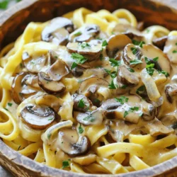 - 500g mixed mushrooms (cremini, shiitake, button) - 1 medium onion, finely chopped - 3 cloves garlic, minced - 1 cup vegetable broth - 1 cup creamy coconut milk - 2 tablespoons soy sauce or tamari - 250g pasta (fettuccine or egg noodles) - 1 tablespoon Dijon mustard - 2 teaspoons dried thyme - Salt and freshly cracked black pepper When I create Mushroom Stroganoff, I start with fresh, mixed mushrooms. Using cremini, shiitake, and button mushrooms gives depth to the dish. I finely chop one medium onion and mince three cloves of garlic for a strong base flavor. Next, I gather my additional ingredients. I use one cup of vegetable broth for richness and one cup of creamy coconut milk for a smooth texture. Adding two tablespoons of soy sauce or tamari enhances the umami taste. For the pasta, I prefer 250g of fettuccine or egg noodles. They hold the sauce well. I also use one tablespoon of Dijon mustard and two teaspoons of dried thyme to add layers of flavor. Finally, I season with salt and freshly cracked black pepper to taste. This recipe is simple, yet it brings so much joy. If you want to explore cooking this dish, check out the Full Recipe for all the steps! - Bring salted water to a boil. - Cook pasta until al dente, about 8-10 minutes. - Drain and reserve a cup of pasta water. - Heat olive oil in a skillet over medium heat. - Add onions and garlic, sauté until they are soft. - Incorporate mushrooms, cooking until golden-brown, about 5-7 minutes. - Add vegetable broth, coconut milk, soy sauce, and mustard to the skillet. - Bring to a gentle simmer, allowing flavors to mix well. - Let the sauce thicken for 5-8 minutes, then season to taste. - Mix cooked pasta with the sauce in the skillet. - Adjust the consistency with reserved pasta water if needed. - Garnish with fresh parsley before serving. Follow these steps closely for a delicious outcome. For a full recipe, check the detailed instructions above. To thicken your sauce, simmer it longer. The heat will help it reduce. If you want it creamier, add a splash more coconut milk. Always keep stirring to avoid sticking. Cooking pasta al dente is key. This means it should be firm to the bite. It will soak up the sauce without getting mushy. If you follow these steps, your dish will have the perfect texture. Adding herbs can boost flavor. Try fresh thyme or parsley for bright notes. A pinch of smoked paprika can add depth too. Adjust the salt and pepper to your taste. Start with a little, then add more as needed. Taste as you go; this is important. Each ingredient brings its unique flavor. Make sure they all shine in the dish. Serving in deep bowls works best for this dish. It keeps the sauce around the pasta. You can drizzle a bit of olive oil on top before serving. For garnishing, sprinkle fresh parsley on each plate. You can also add a few extra sautéed mushrooms for a pop. A touch of color adds appeal and makes it look gourmet. For the full recipe with detailed steps, refer to the [Full Recipe]. {{image_4}} You can make this dish vegan with easy swaps. Use different plant-based cream options like cashew cream or almond milk. These options add a nice touch. If you want a savory flavor, substitute soy sauce with coconut aminos. This change keeps the dish gluten-free and adds a hint of sweetness. Want to boost the protein? Mix in tofu or tempeh. Both options soak up flavors well. You can also add cooked lentils. They add texture and a hearty feel. It’s an easy way to make your meal more filling. If you need gluten-free options, choose gluten-free pasta. Many brands offer great choices. You can also thicken the sauce with cornstarch or arrowroot powder. Just mix it with cold water first. This way, you avoid using flour while keeping the sauce creamy. For the full recipe, check out the [Full Recipe]. Store leftover Mushroom Stroganoff in an airtight container. It keeps well in the fridge for up to three days. When you want to eat it, just take it out and let it sit for a few minutes. This helps it warm up faster. Always check for any signs of spoilage before enjoying. To freeze Mushroom Stroganoff, let it cool completely. Then, place it in a freezer-safe container. You can freeze it for up to three months. When you’re ready to eat, take it out of the freezer and put it in the fridge overnight to thaw. For a quick thaw, place the container in cold water for a few hours. Reheat Mushroom Stroganoff on the stove for the best texture. Use low heat and stir often. If it seems too thick, add a splash of vegetable broth or water. You may want to taste it again and adjust the seasoning after reheating. This ensures all flavors shine through. You can use almond milk or soy milk. These options offer a lighter taste. If you want creaminess, try cashew cream. Each choice brings a unique flavor. Almond milk adds a nutty touch, while soy milk is more neutral. Cashew cream gives a rich, thick texture. For a closer match, blend soaked cashews with water. This creates a cream that mimics coconut milk well. Yes, you can prepare Mushroom Stroganoff in advance. Cook the pasta and sauce separately. Keep them in separate containers in the fridge. When you’re ready to eat, combine them in a skillet. Heat gently on low heat. You may need to add a splash of water or broth to loosen the sauce. This keeps the pasta from getting too dry. Traditional Mushroom Stroganoff uses egg noodles or wheat pasta. This means it’s not gluten-free. To make it gluten-free, use rice noodles or gluten-free pasta. Many brands offer great options that taste good. Always check labels to avoid gluten. This way, everyone can enjoy a tasty meal without worry. In this article, we explored a delicious Mushroom Stroganoff recipe. We discussed key ingredients, cooking steps, and tips for perfect texture and flavor. You learned about variations for vegan, protein-rich, and gluten-free options. Proper storage methods were also shared to keep your dish fresh. Overall, this recipe offers a warm, comforting meal full of flavor. With these steps, you can enjoy a home-cooked dish that’s easy to make and satisfying. Dive in and start cooking!
